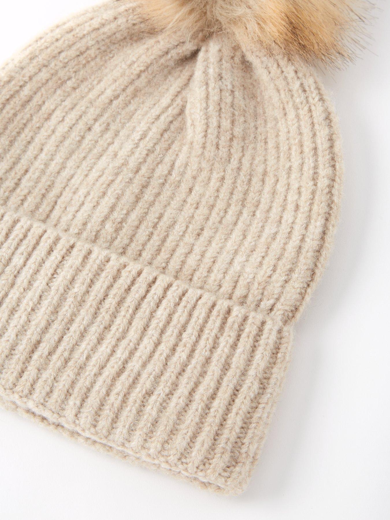 everyday-everyday-rib-knit-beanie-with-faux-fur-pomdetail