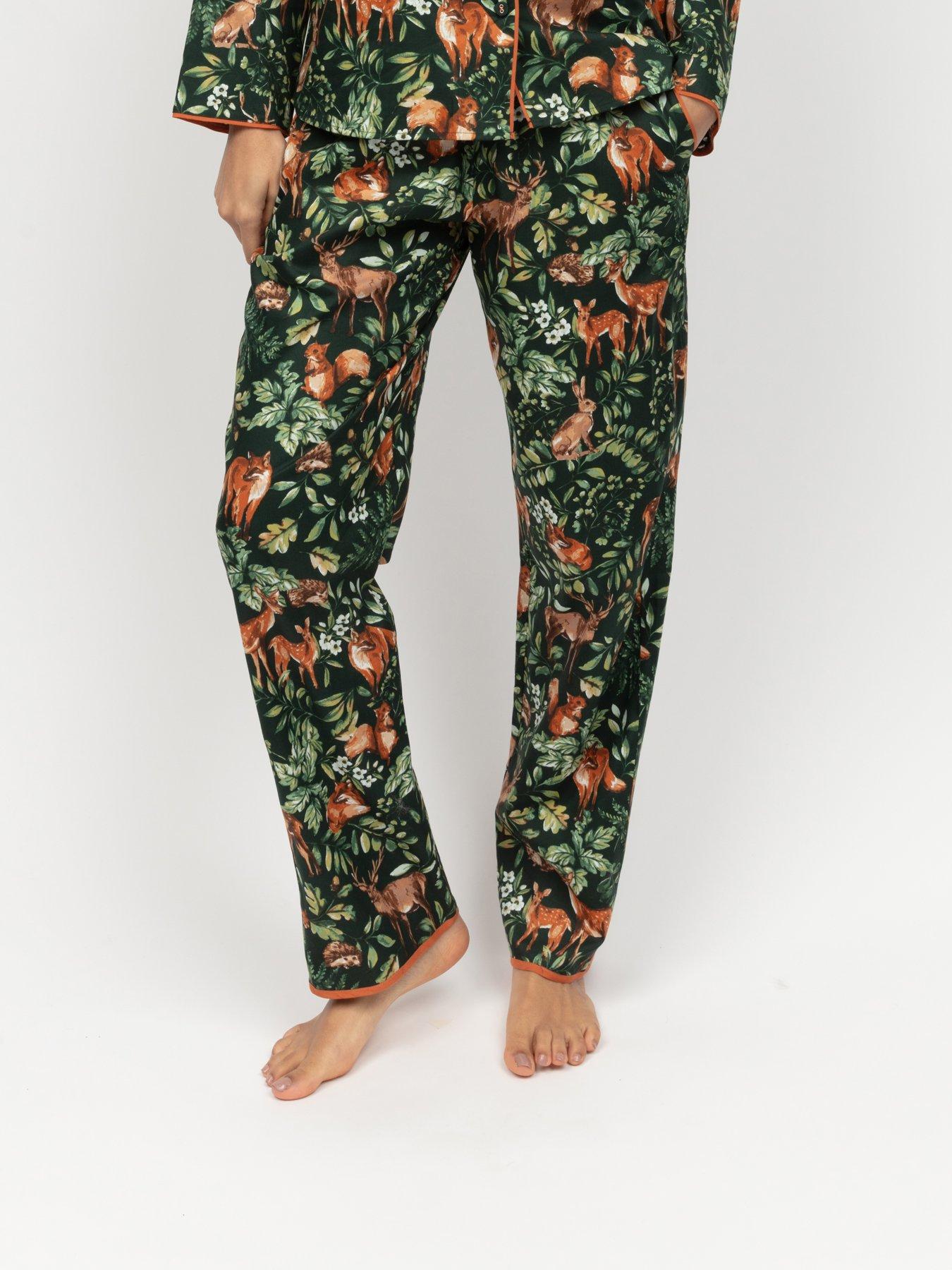 cyberjammies-cyberjammies-forrest-dark-green-woodland-print-pyjama-bottoms-green