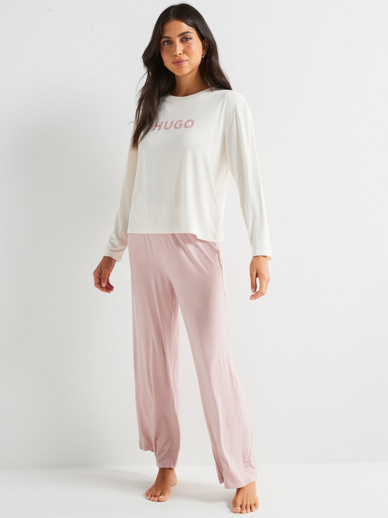 hugo-unite-chest-logo-long-sleeve-pyjama-set-pinkfront