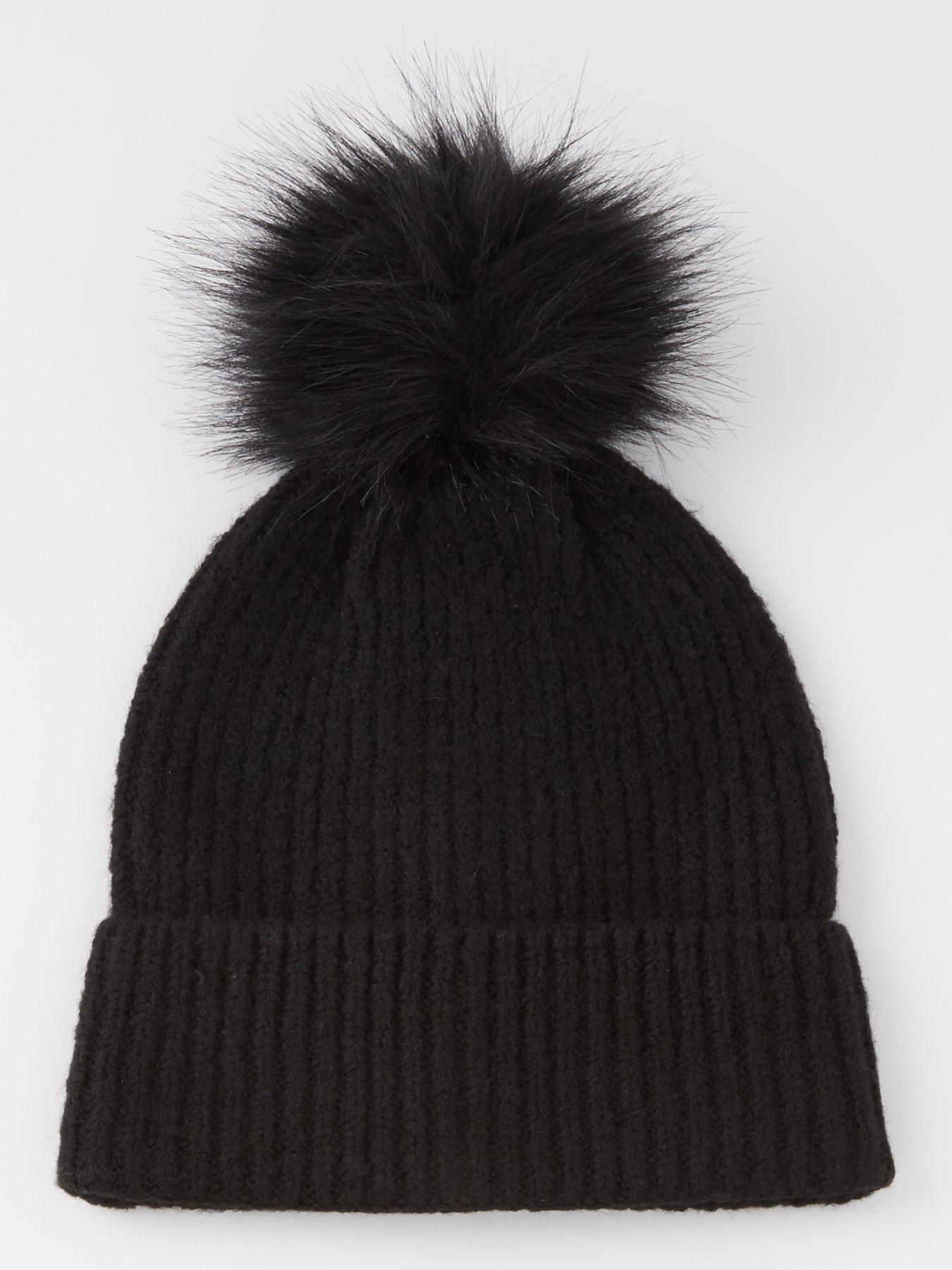 Image of Everyday Everyday Rib Knit Beanie With Faux Fur Pom