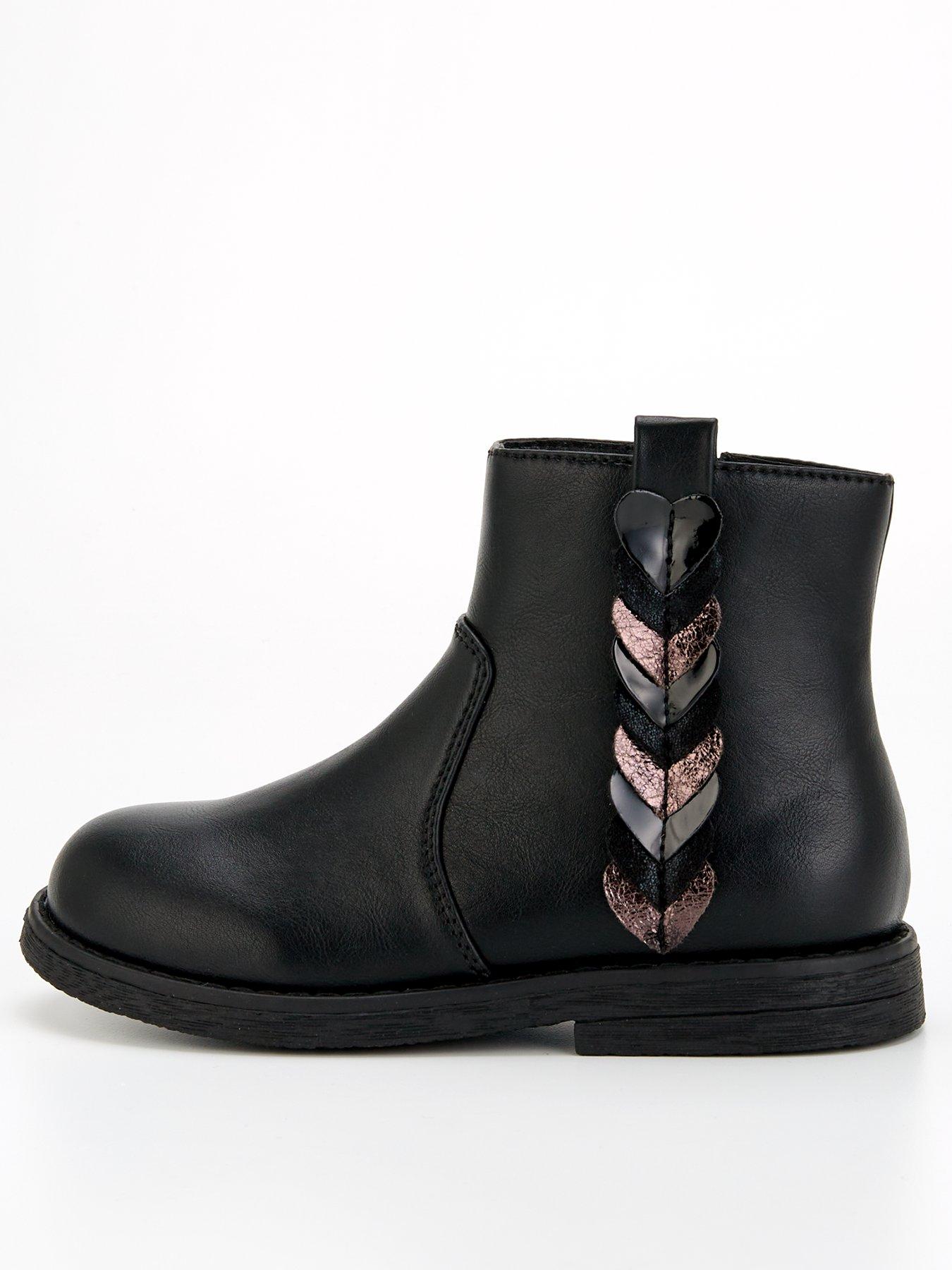 everyday-girls-heart-trim-ankle-boot-blackfront