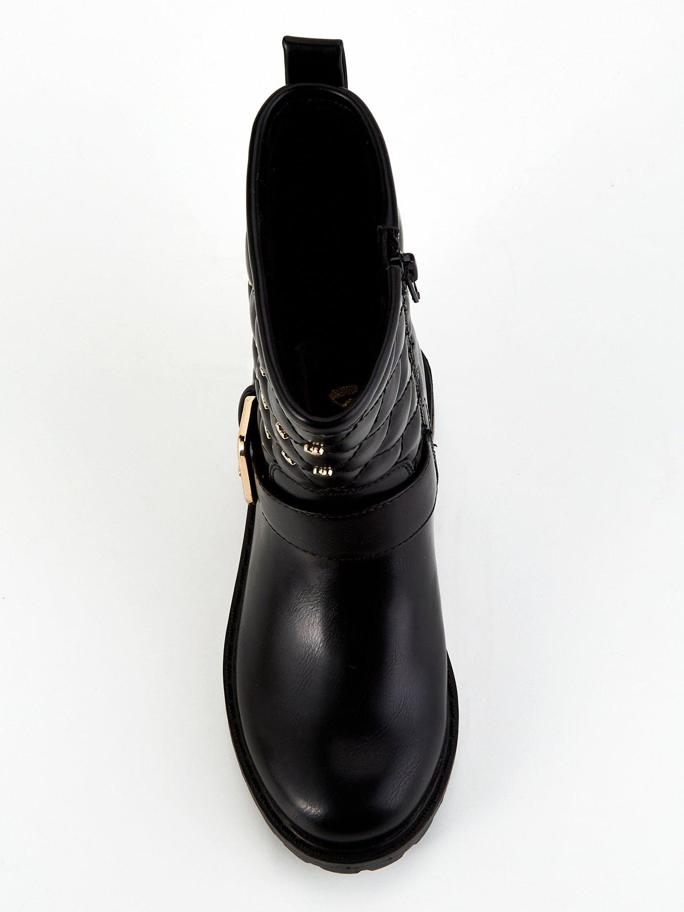 Image 4 of 7 of V by Very Girls Heart Stud Biker Boot - Black