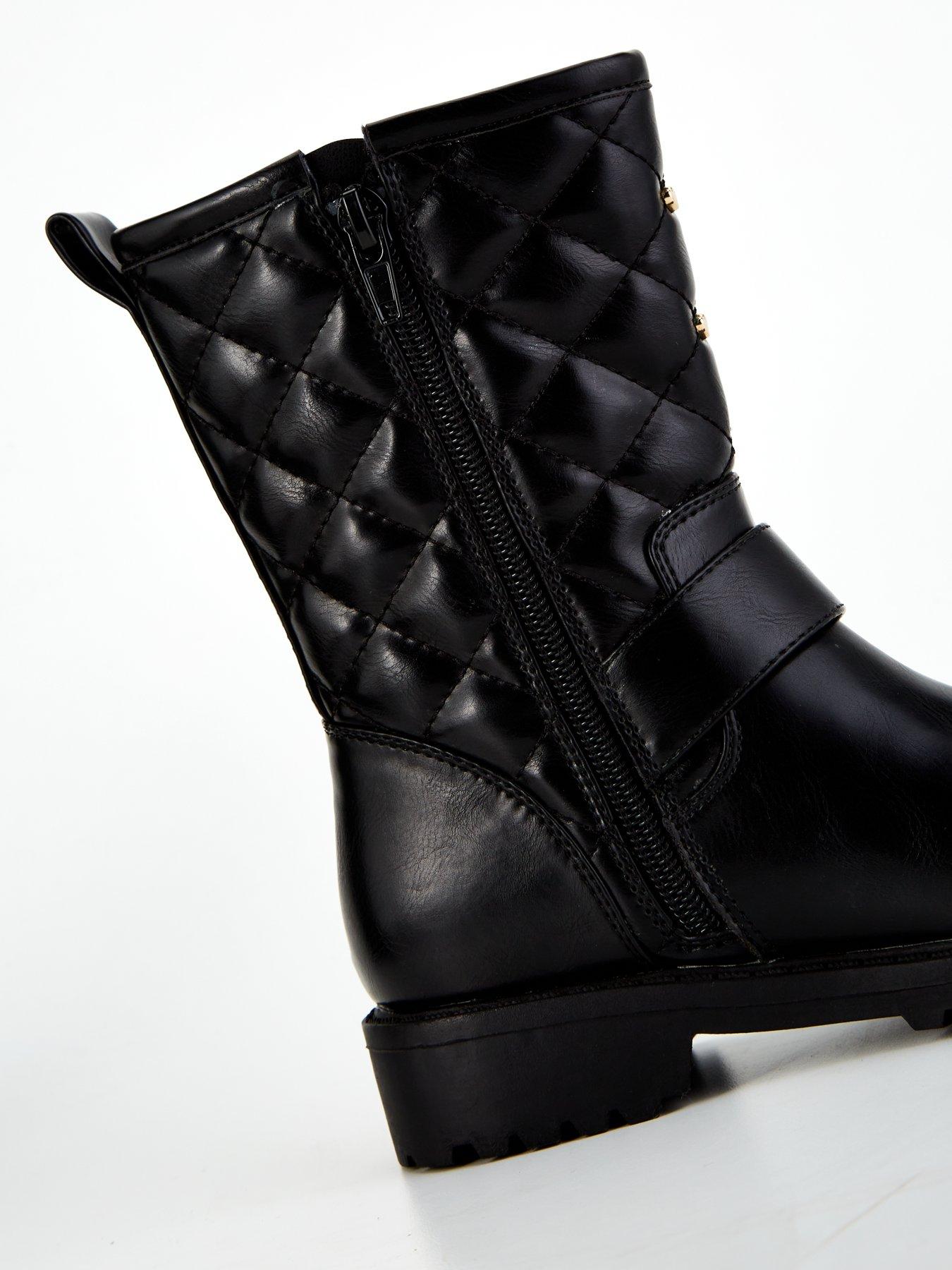 Image 7 of 7 of V by Very Girls Heart Stud Biker Boot - Black