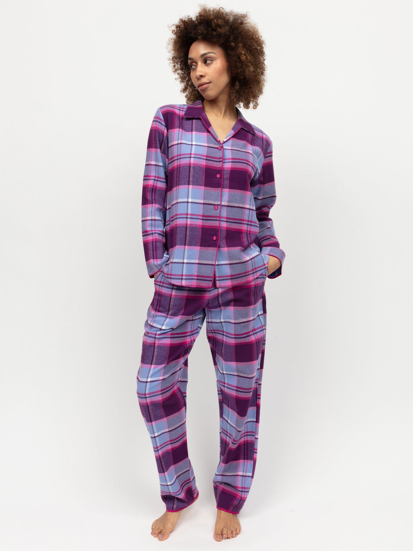 cyberjammies-cyberjammies-hazel-dark-purple-check-long-sleeve-pyjama-set-purple