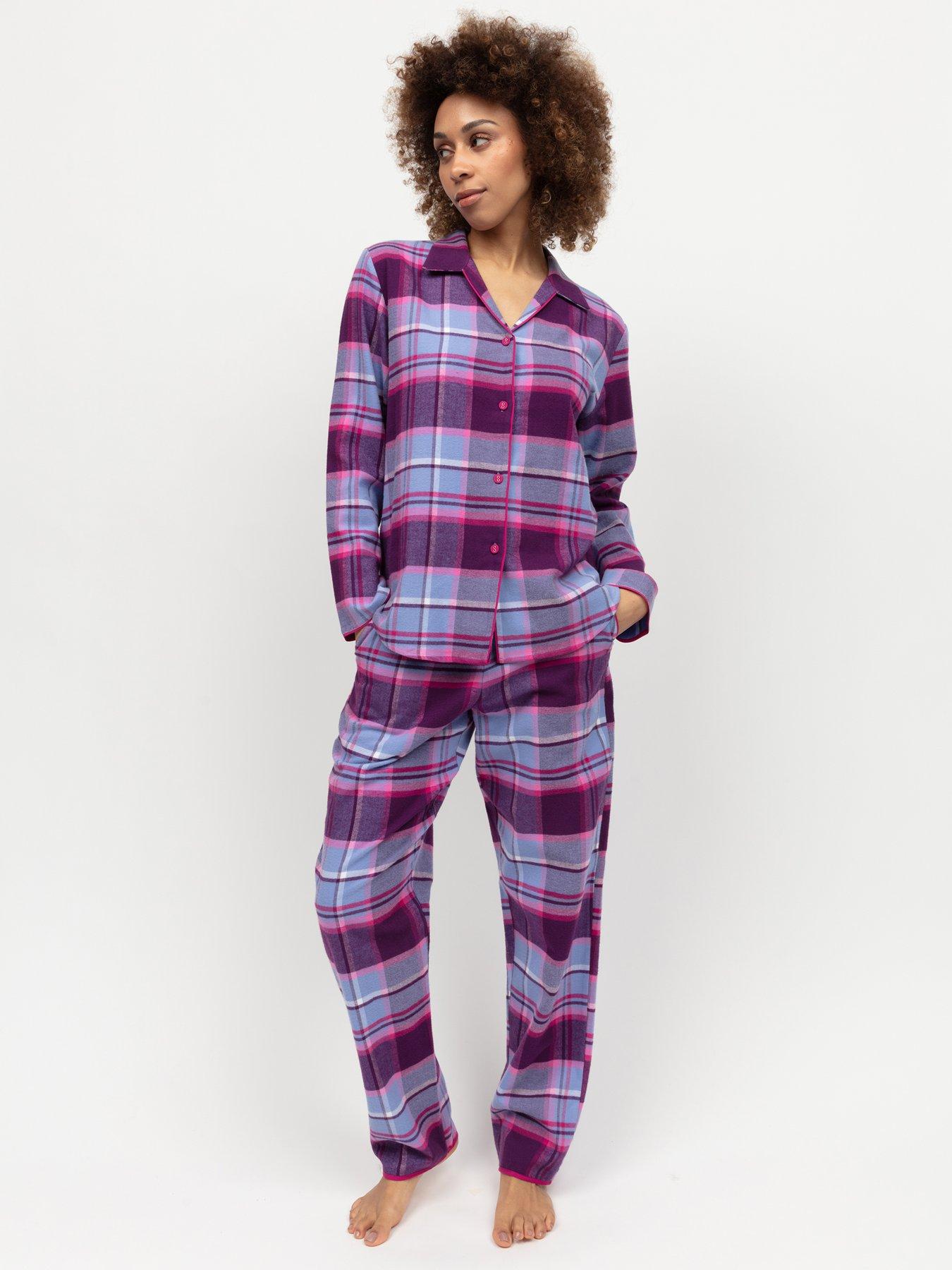 Cyberjammies Cyberjammies Hazel Dark Purple Check Long Sleeve Pyjama Set - Purple