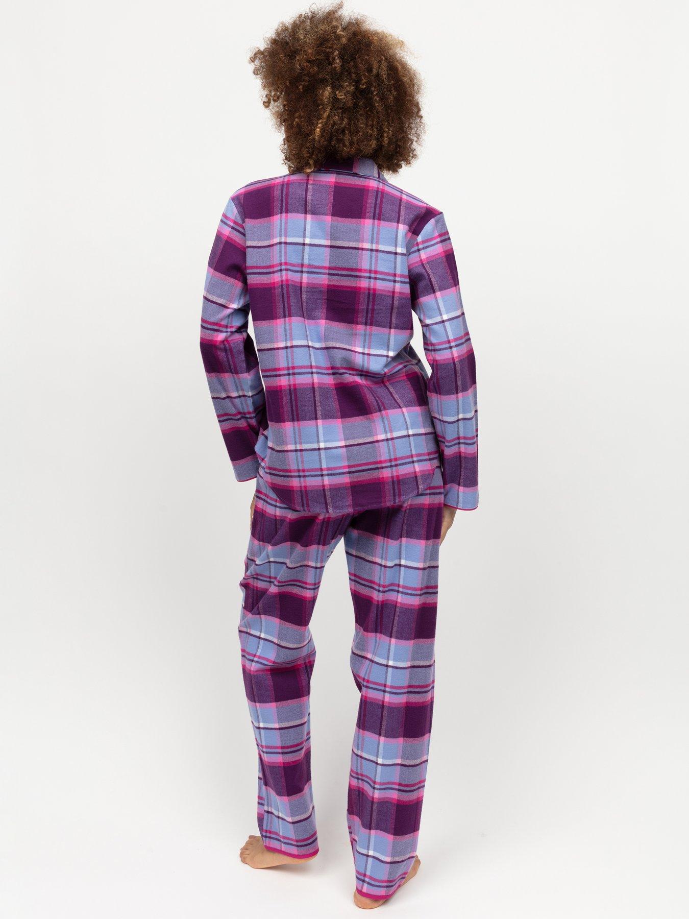 cyberjammies-cyberjammies-hazel-dark-purple-check-long-sleeve-pyjama-set-purplestillFront