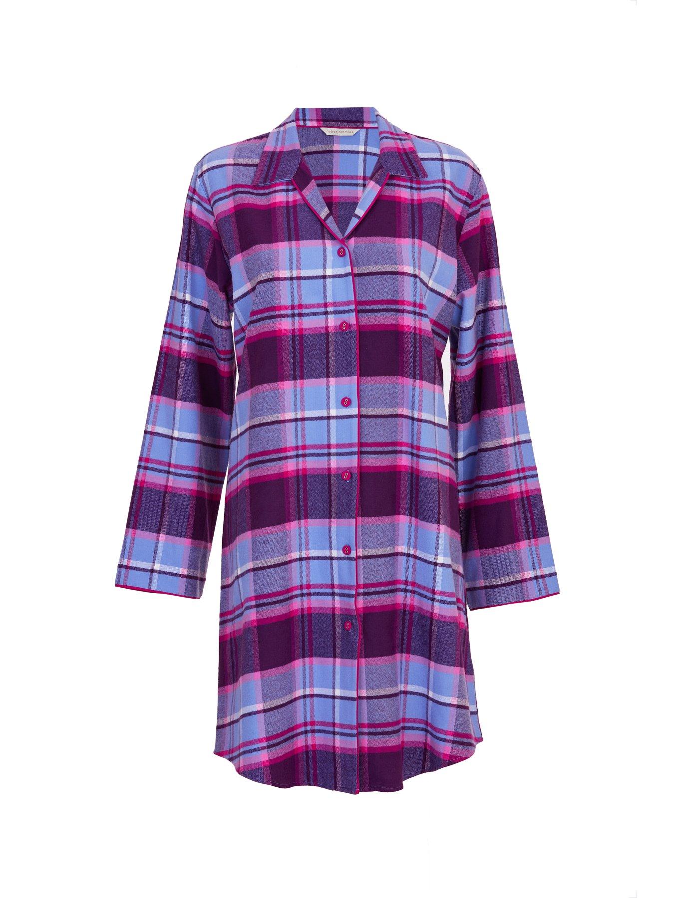 cyberjammies-cyberjammies-hazel-dark-purple-check-long-sleeve-nightshirt-purpleback