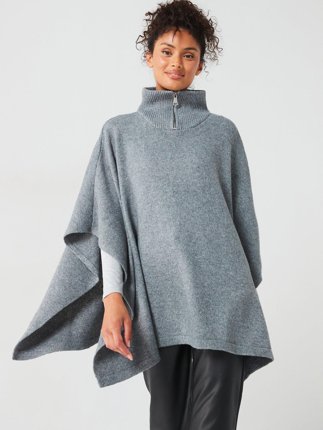 v-by-very-knitted-zip-neck-poncho-grey