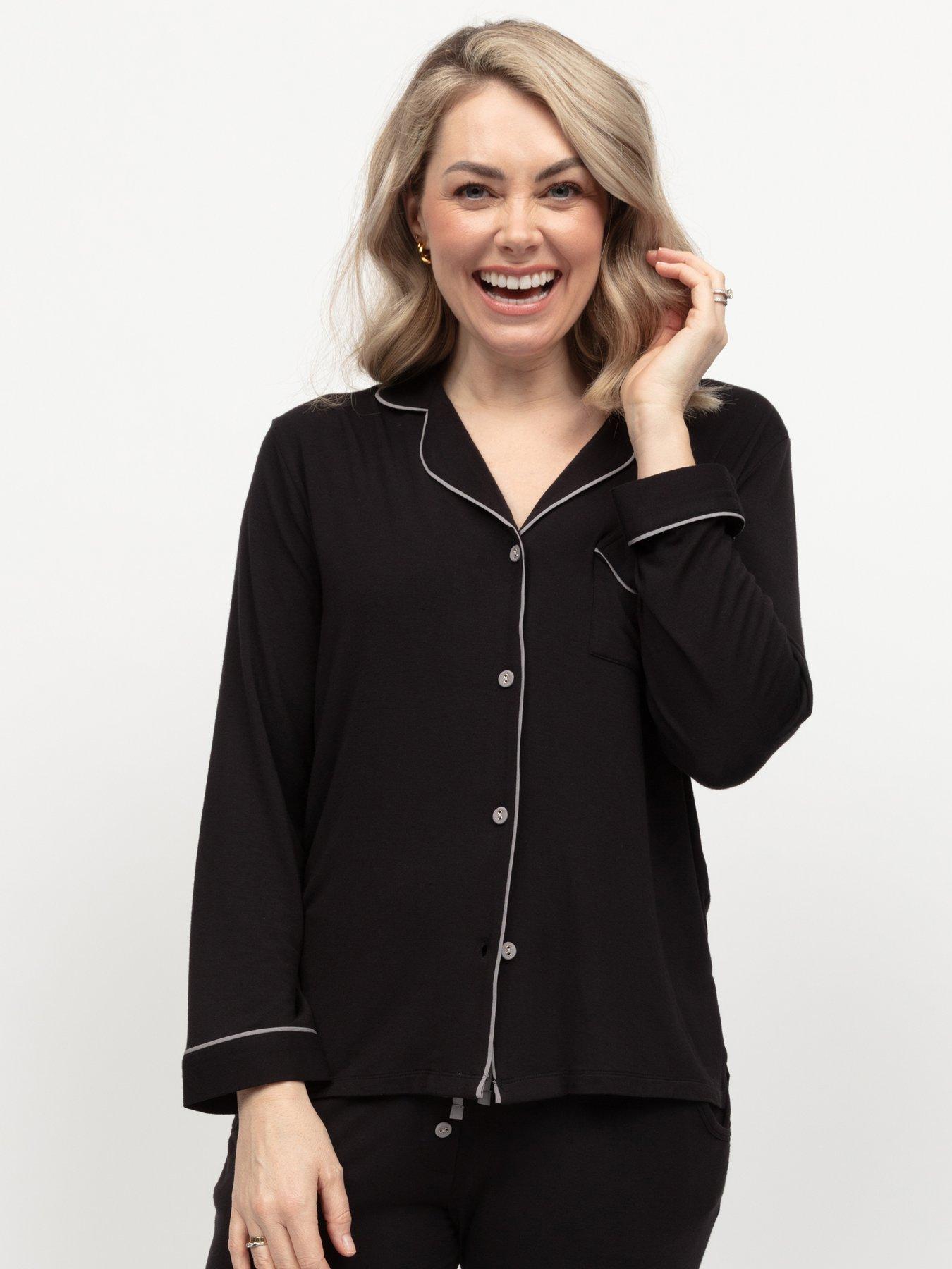 cyberjammies-cyberjammies-parker-black-revere-jersey-long-sleeve-pyjama-top-blackfront