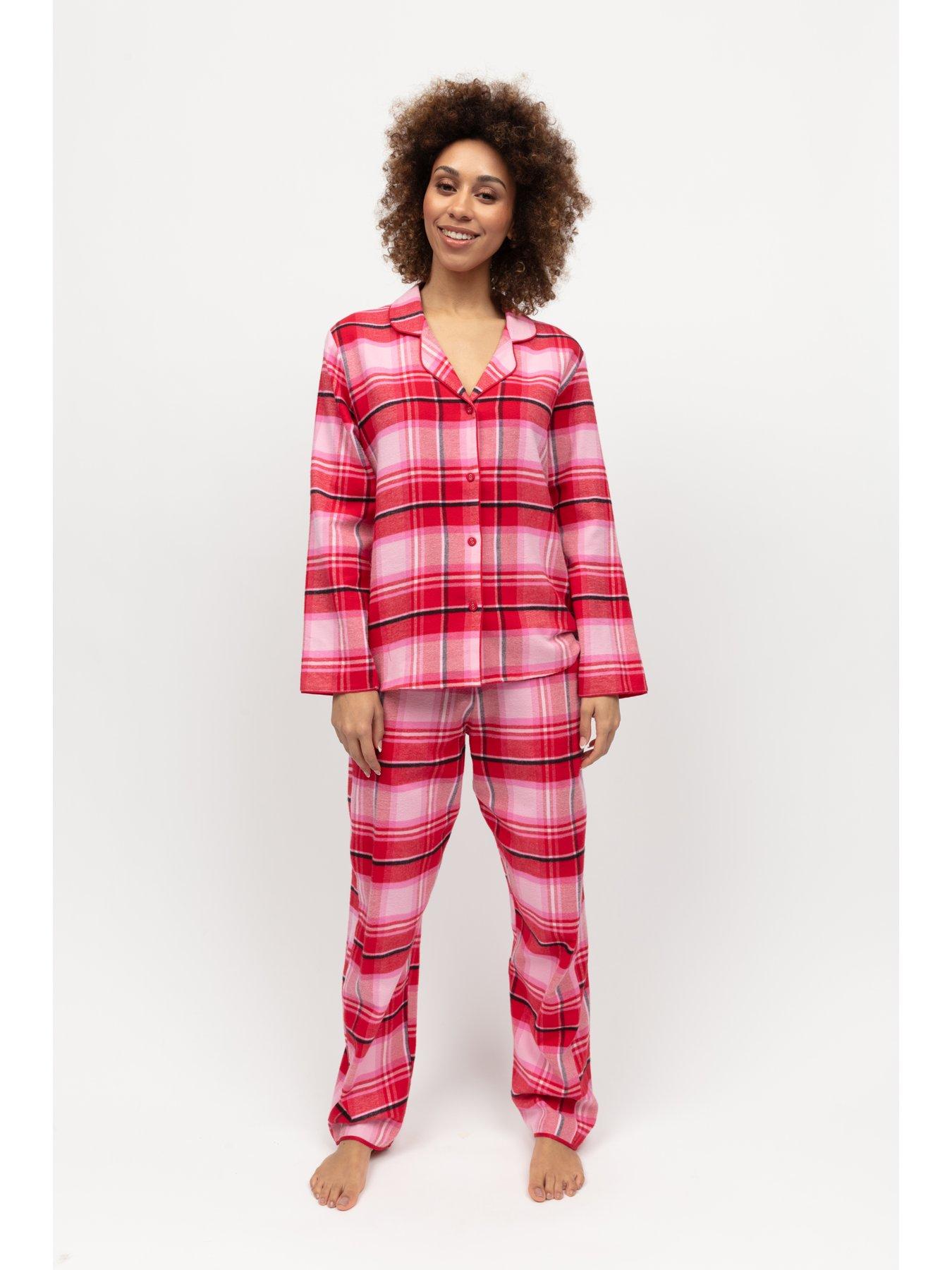 cyberjammies-cyberjammies-noelle-red-check-long-sleeve-pyjama-set-red