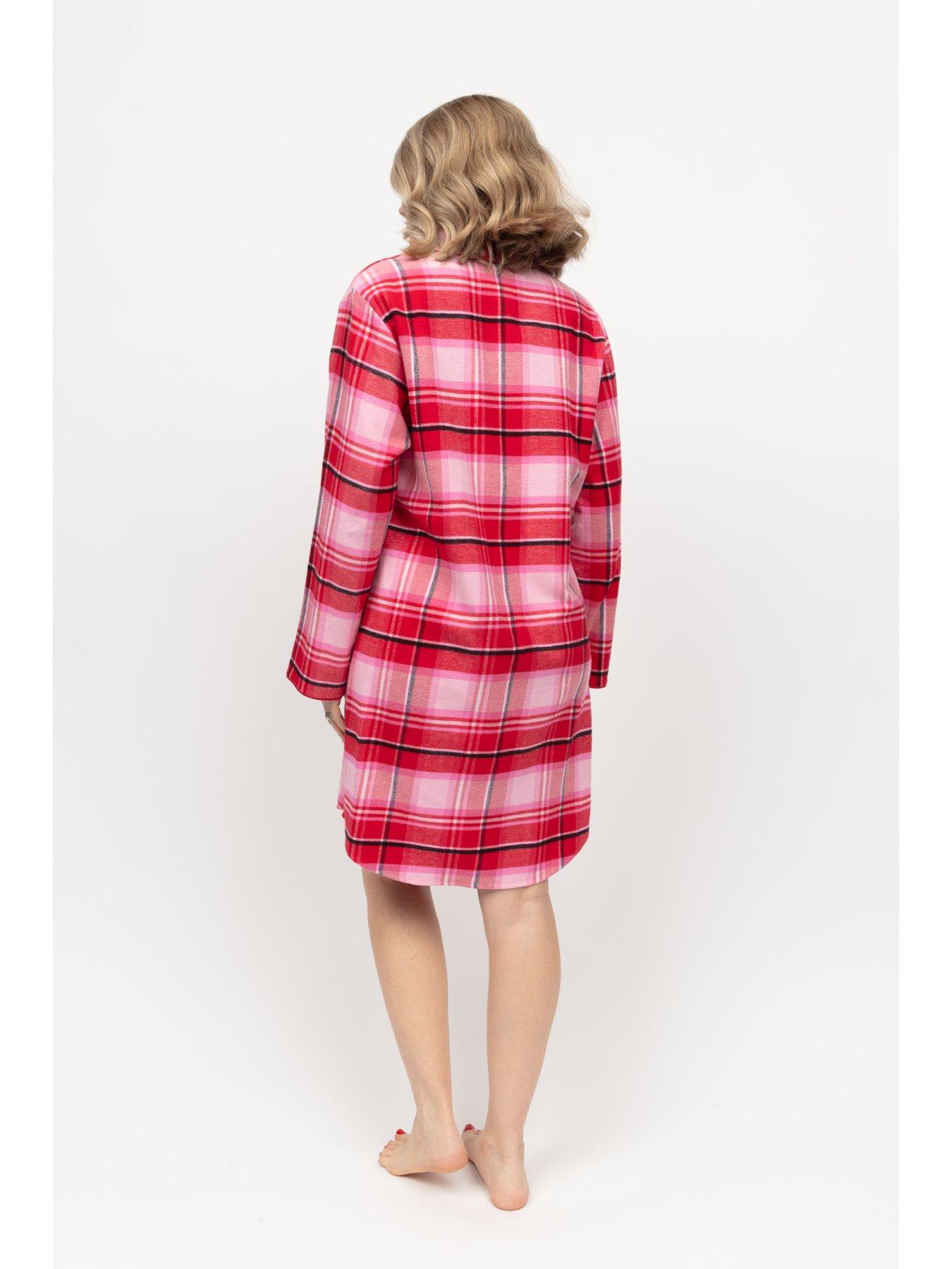 cyberjammies-cyberjammies-noelle-red-check-long-sleeve-nightshirt-redstillFront