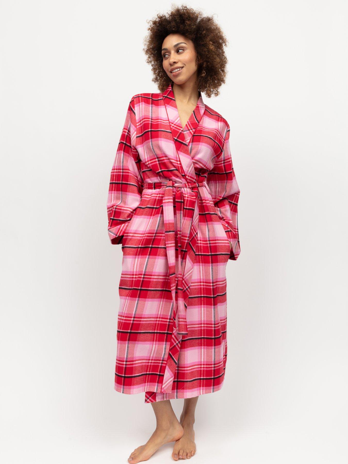 cyberjammies-cyberjammies-noelle-red-check-long-sleeve-long-dressing-gown-red