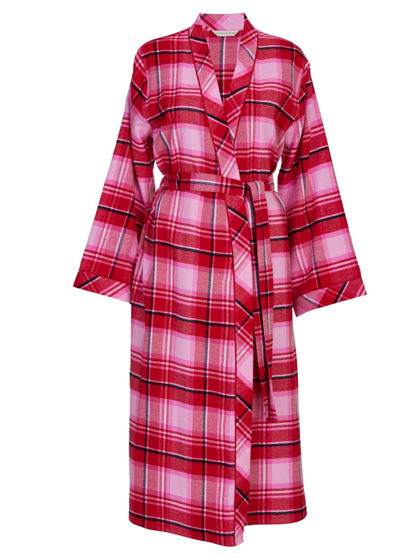 cyberjammies-cyberjammies-noelle-red-check-long-sleeve-long-dressing-gown-redback