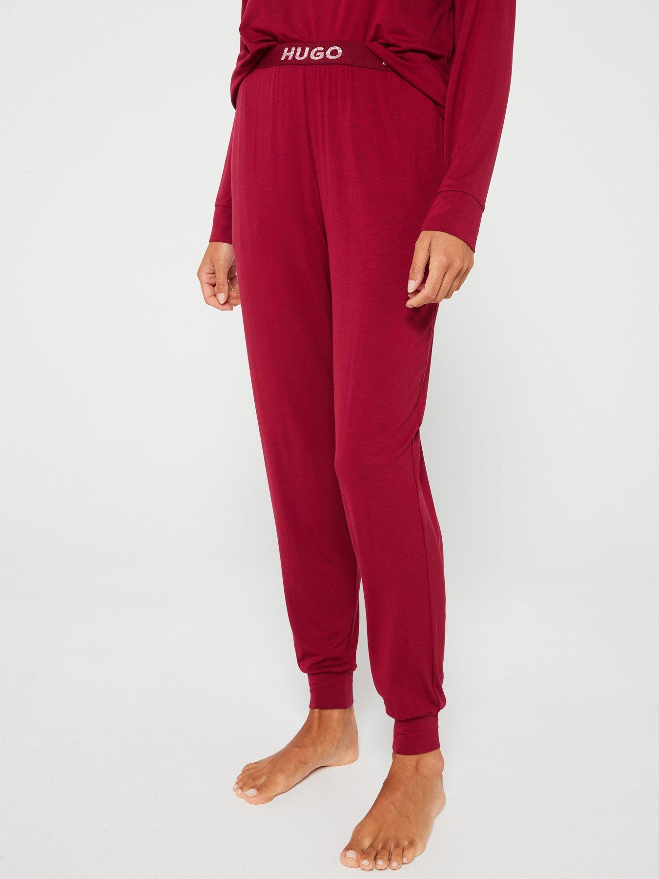 hugo-unite-contrast-logo-waist-cuffed-lounge-pant-red