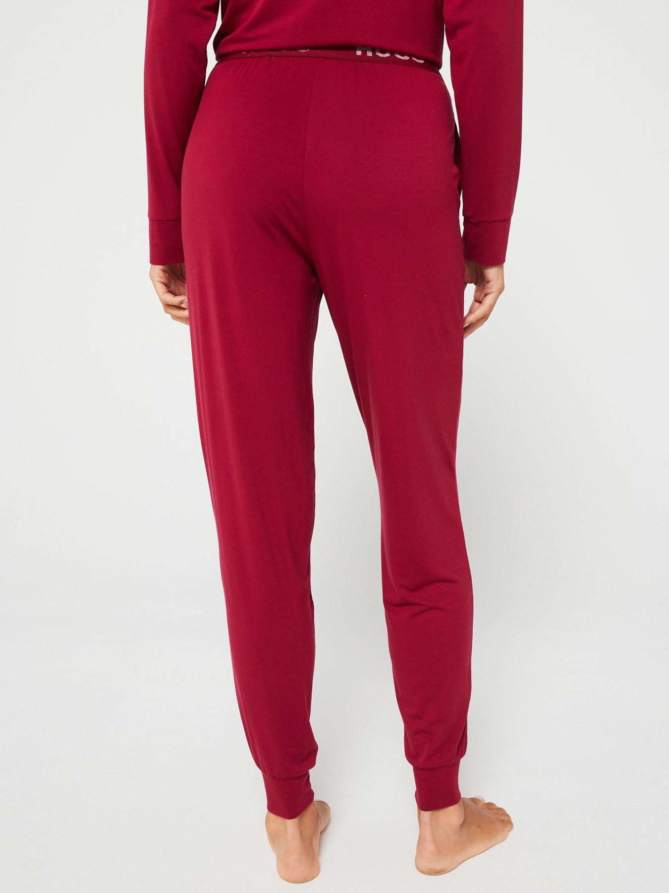 hugo-unite-contrast-logo-waist-cuffed-lounge-pant-redstillFront