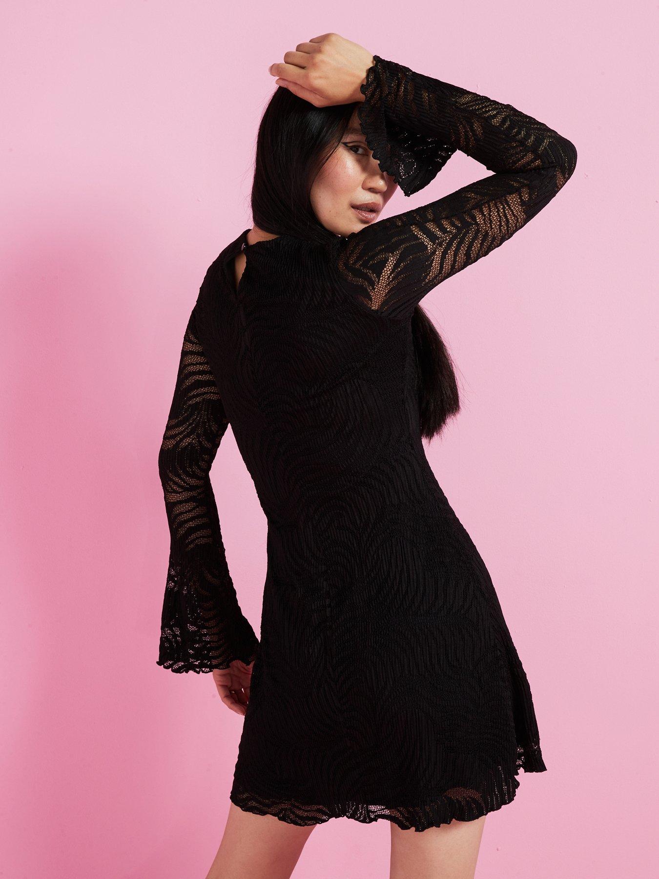 river-island-crochet-skater-dress-blackstillFront