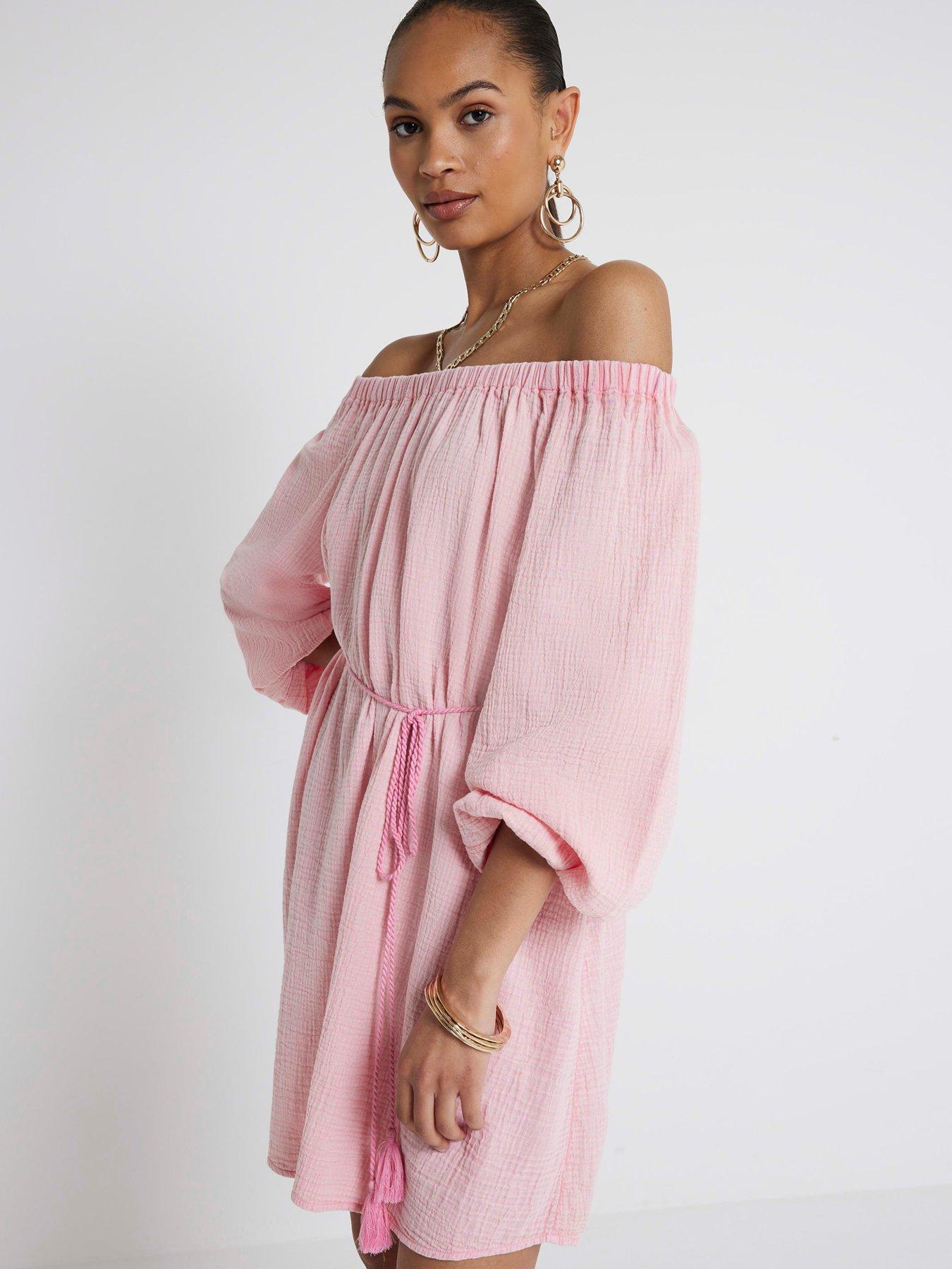 river-island-off-shoulder-bardot-dress-medium-pinkoutfit