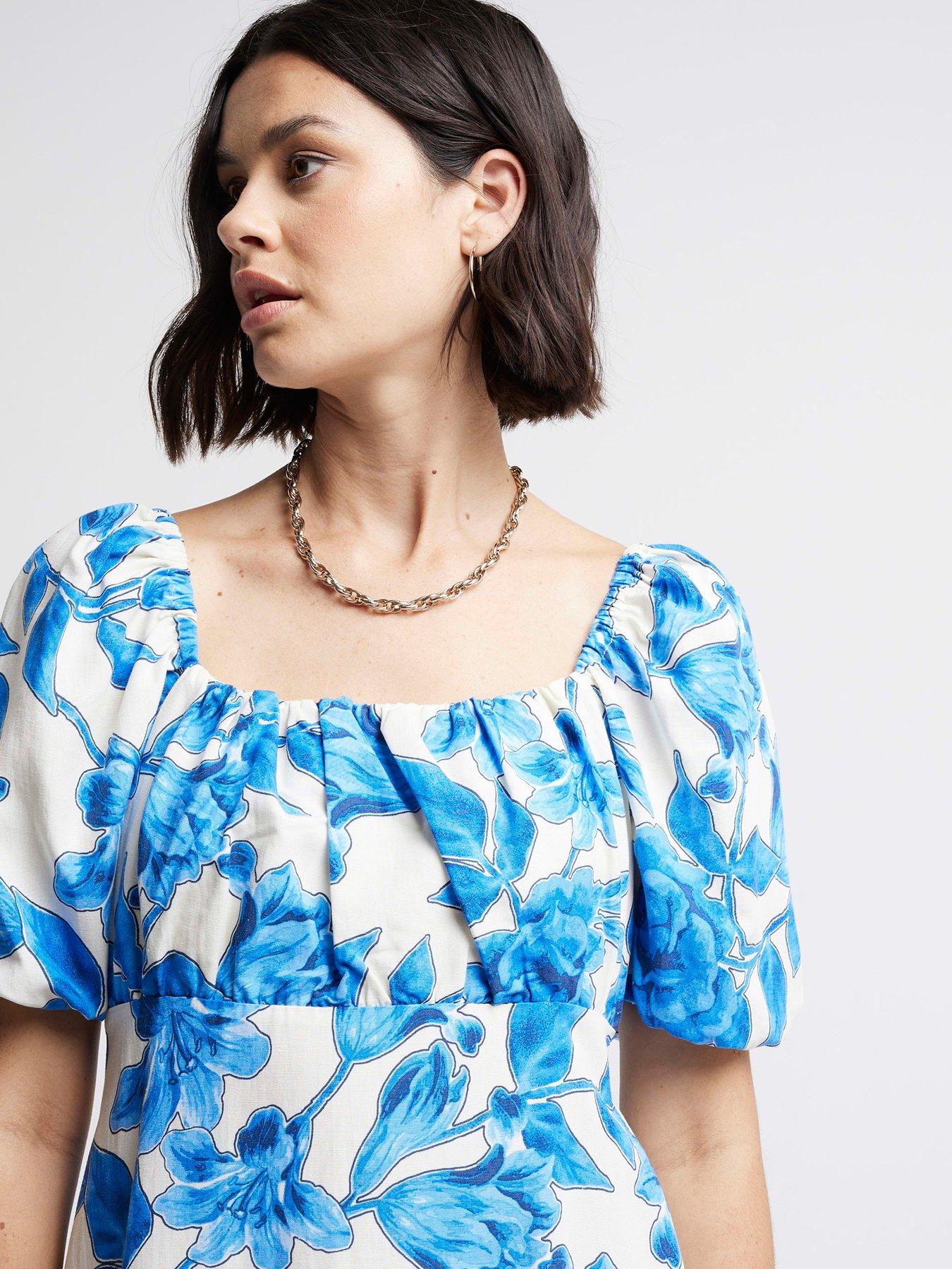 river-island-milkmaid-midi-dress-bright-blueoutfit