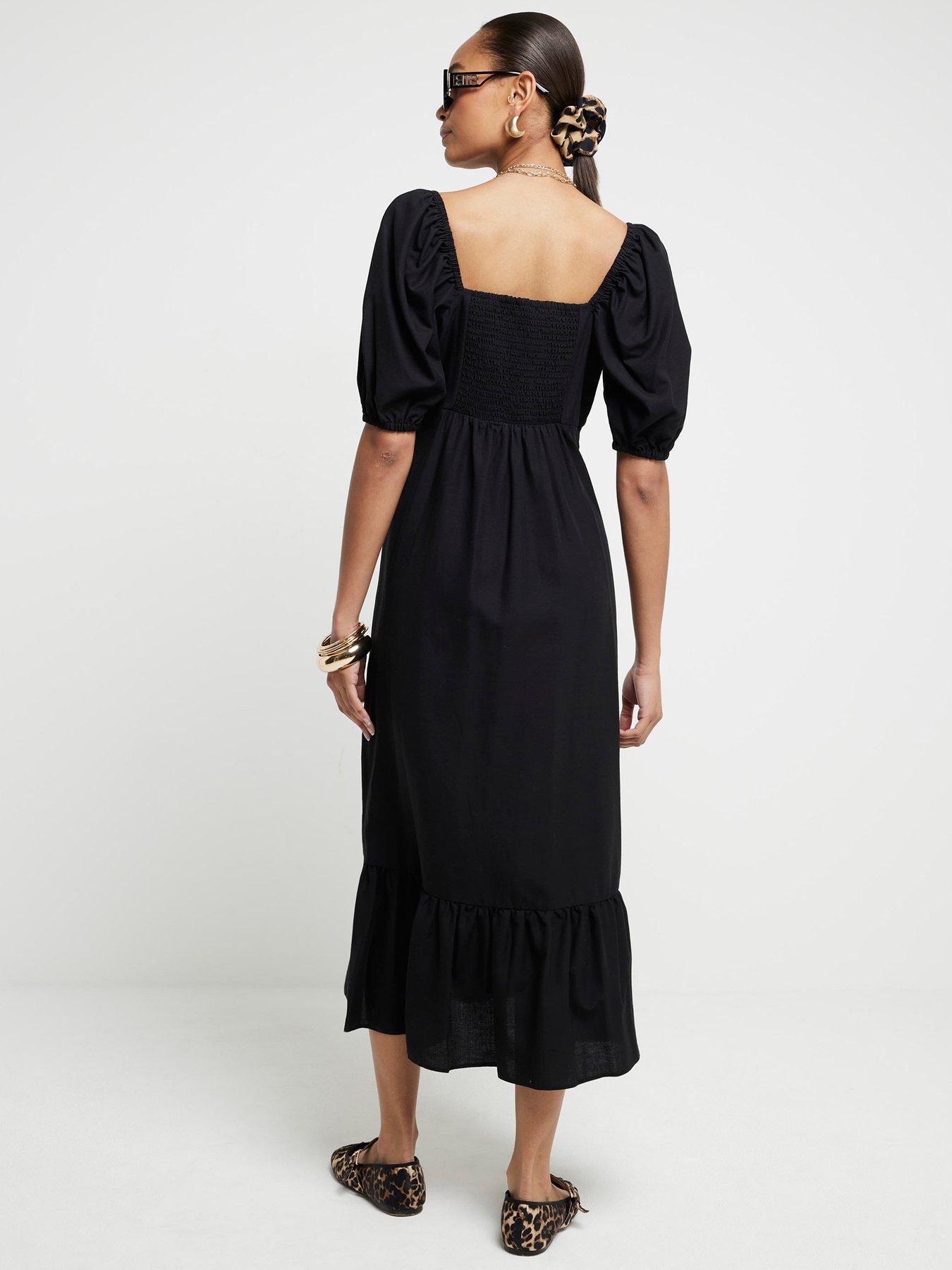 river-island-milkmaid-midi-dress-blackstillFront