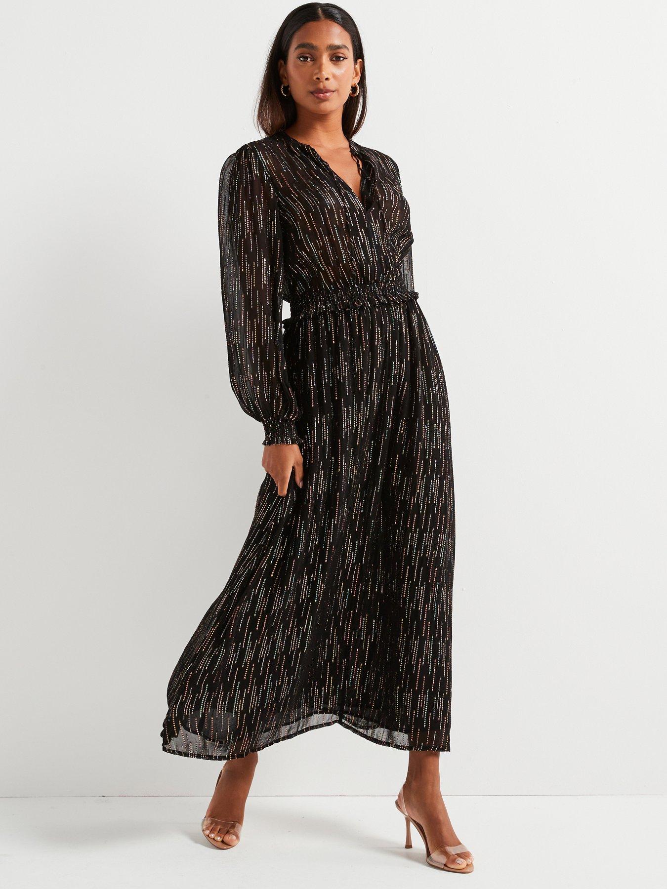 v-by-very-lurex-midi-dress-blackfront