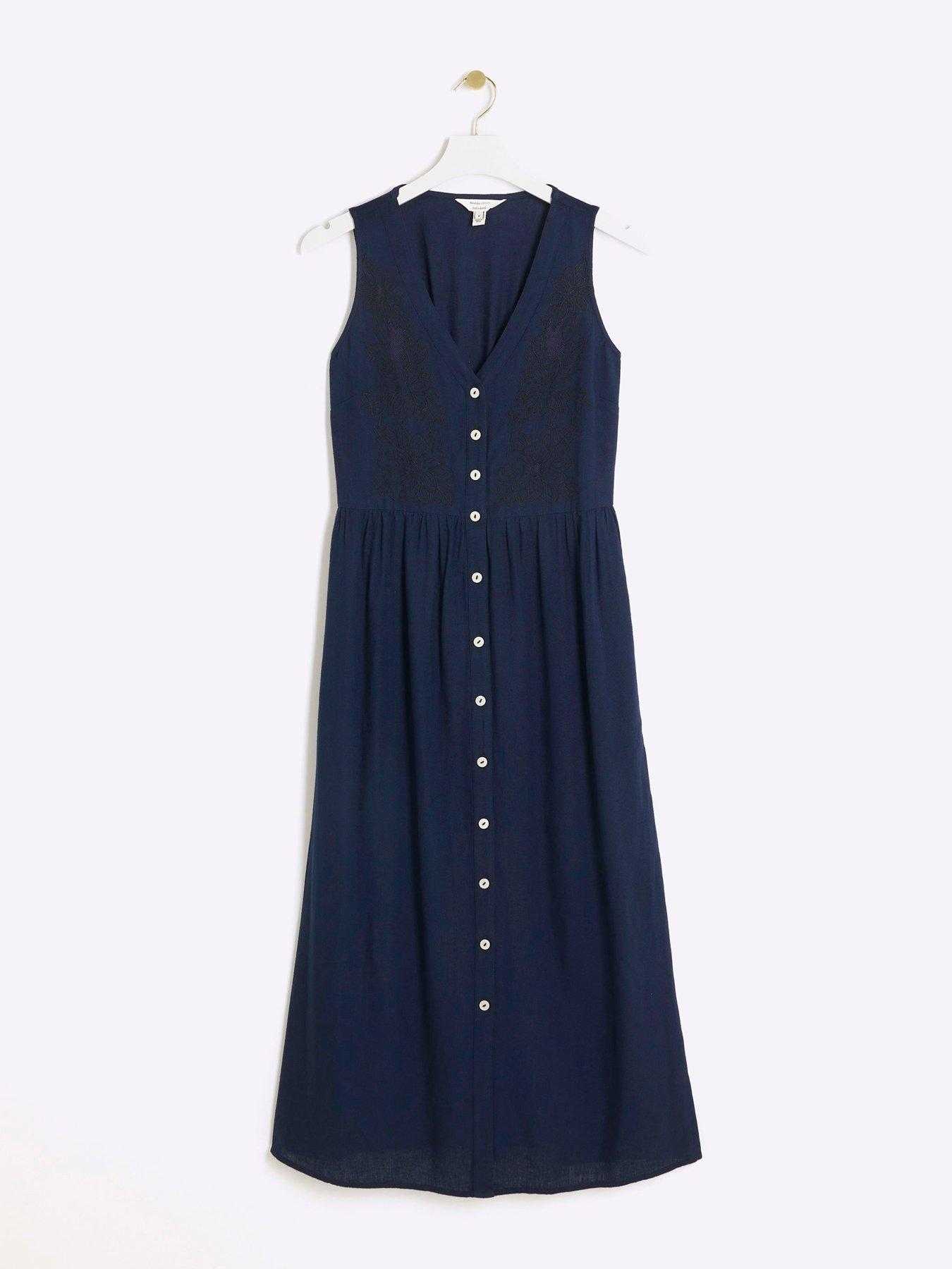 river-island-linen-cut-out-midi-dress-navydetail