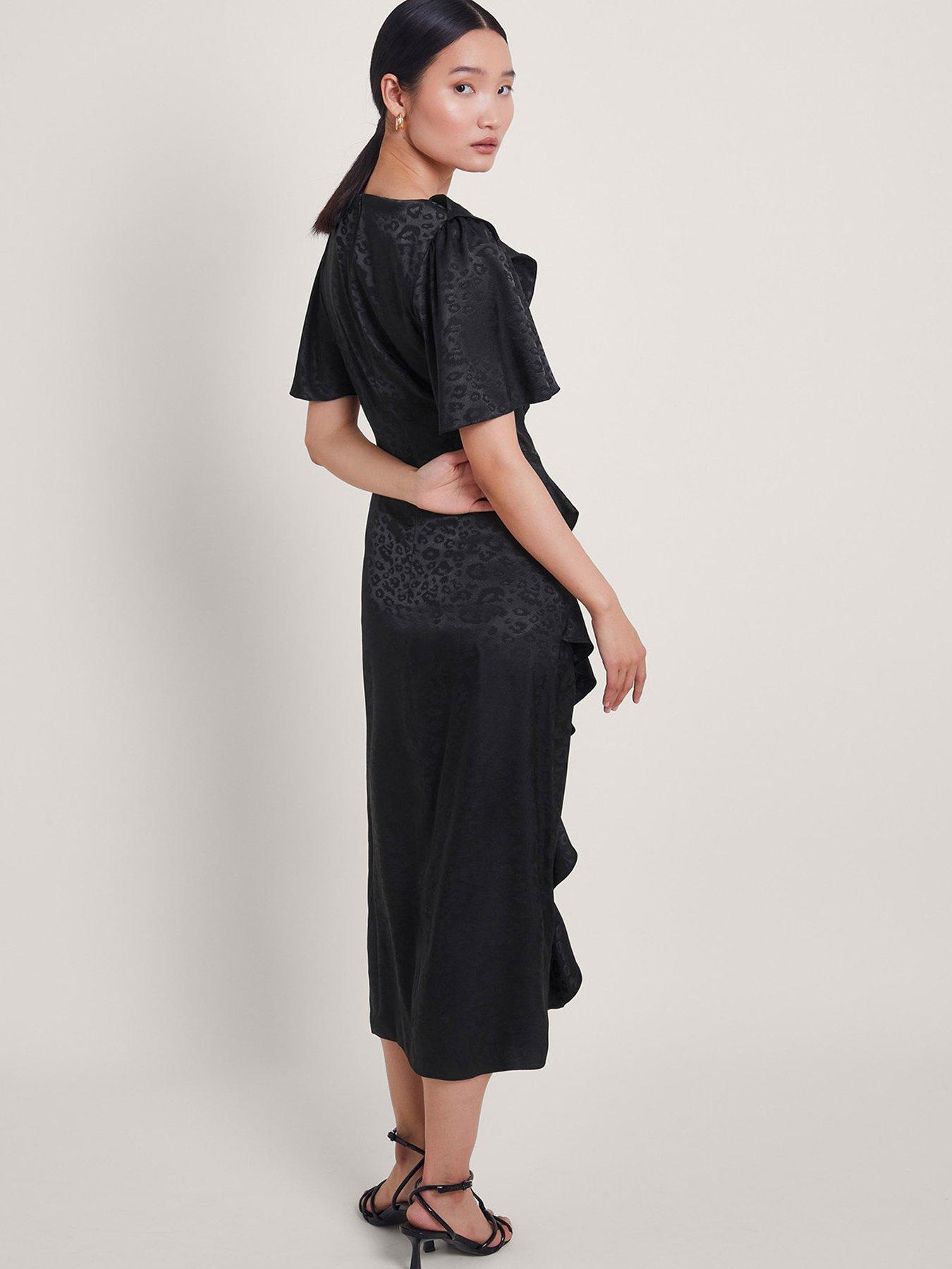 CARLA 虚し 2way satin dress-Black 