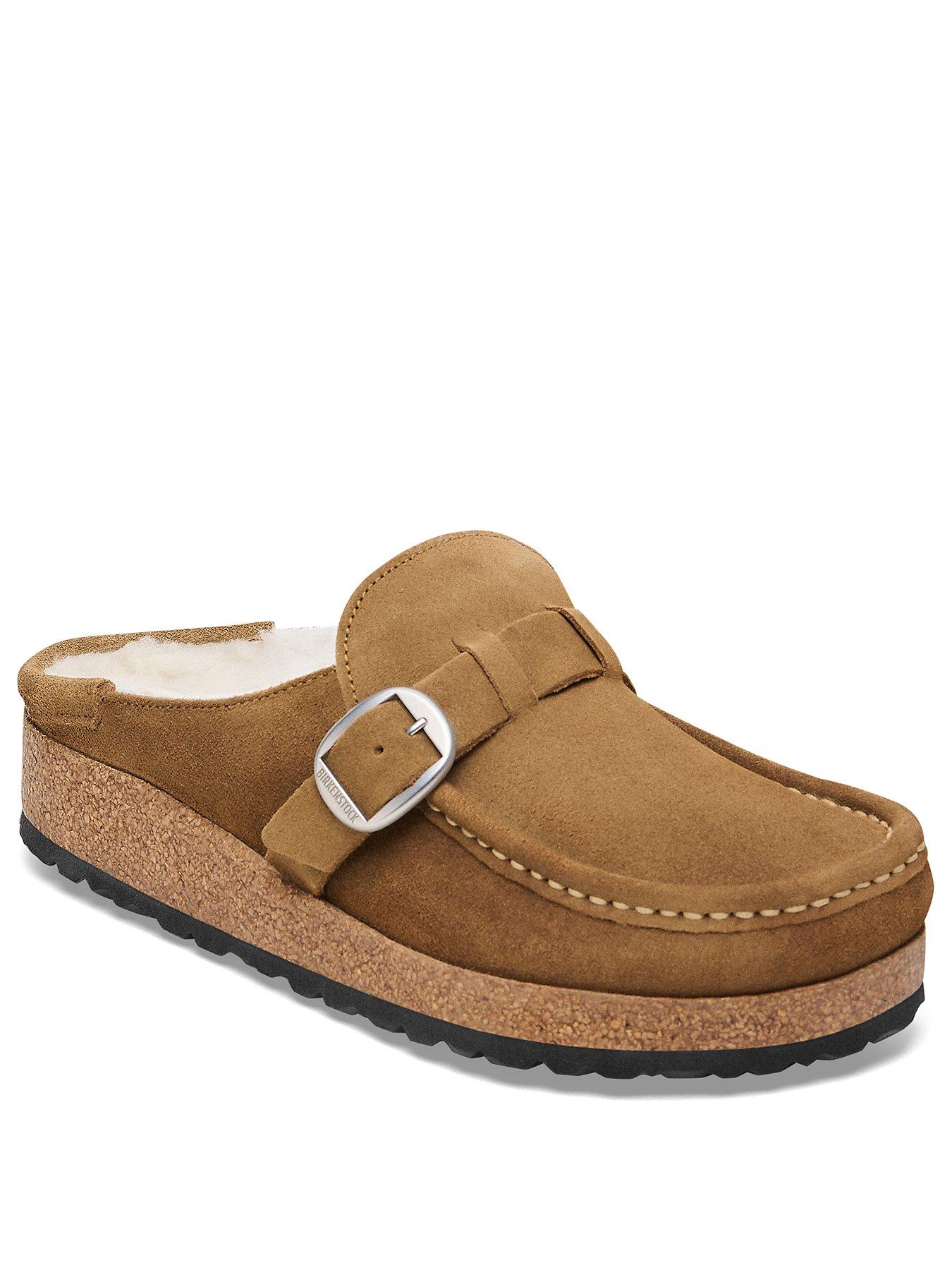 birkenstock-suede-shearling-wider-fit-buckleys-brownstillFront