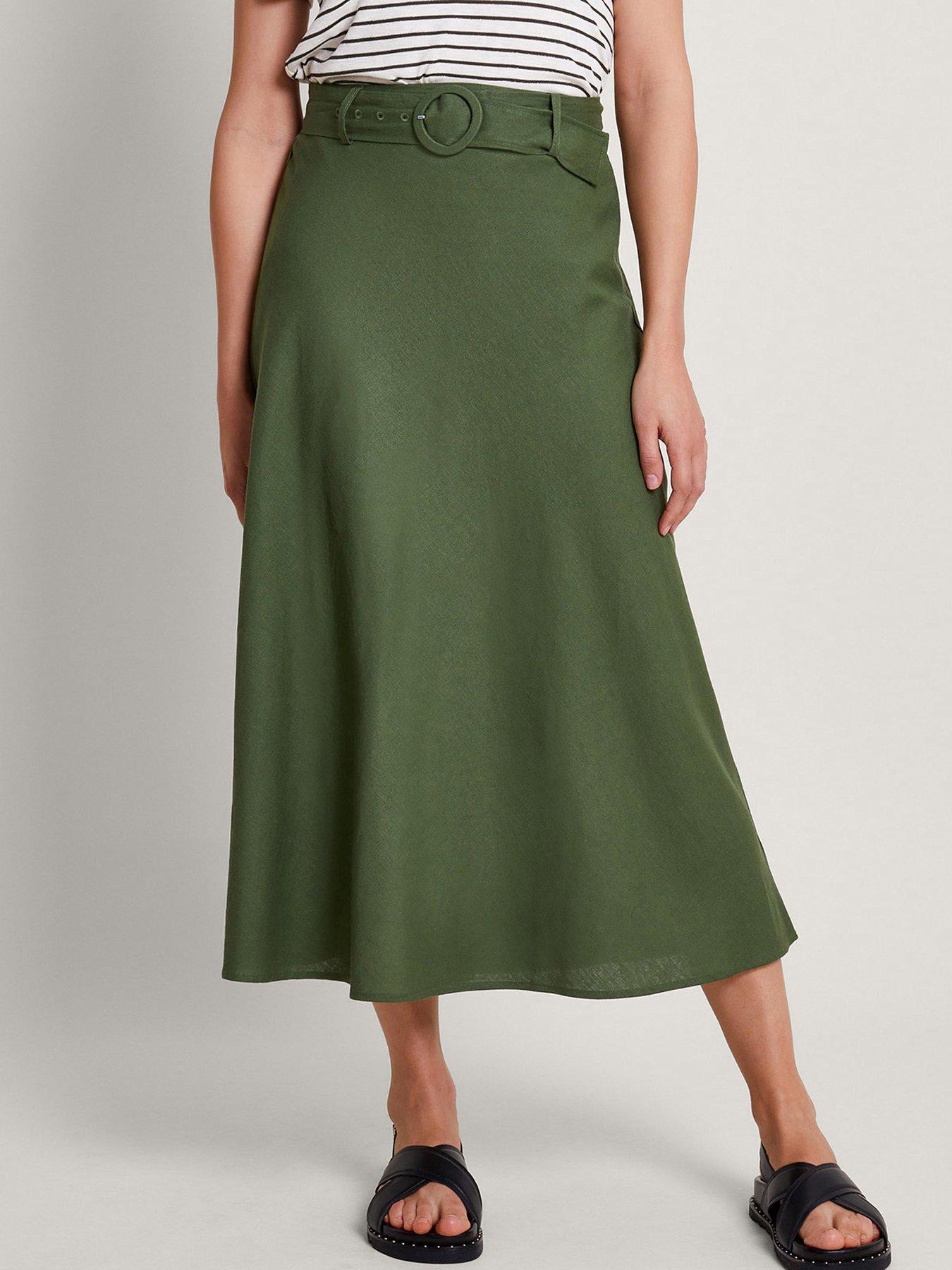 monsoon-olive-belted-midi-skirt-green