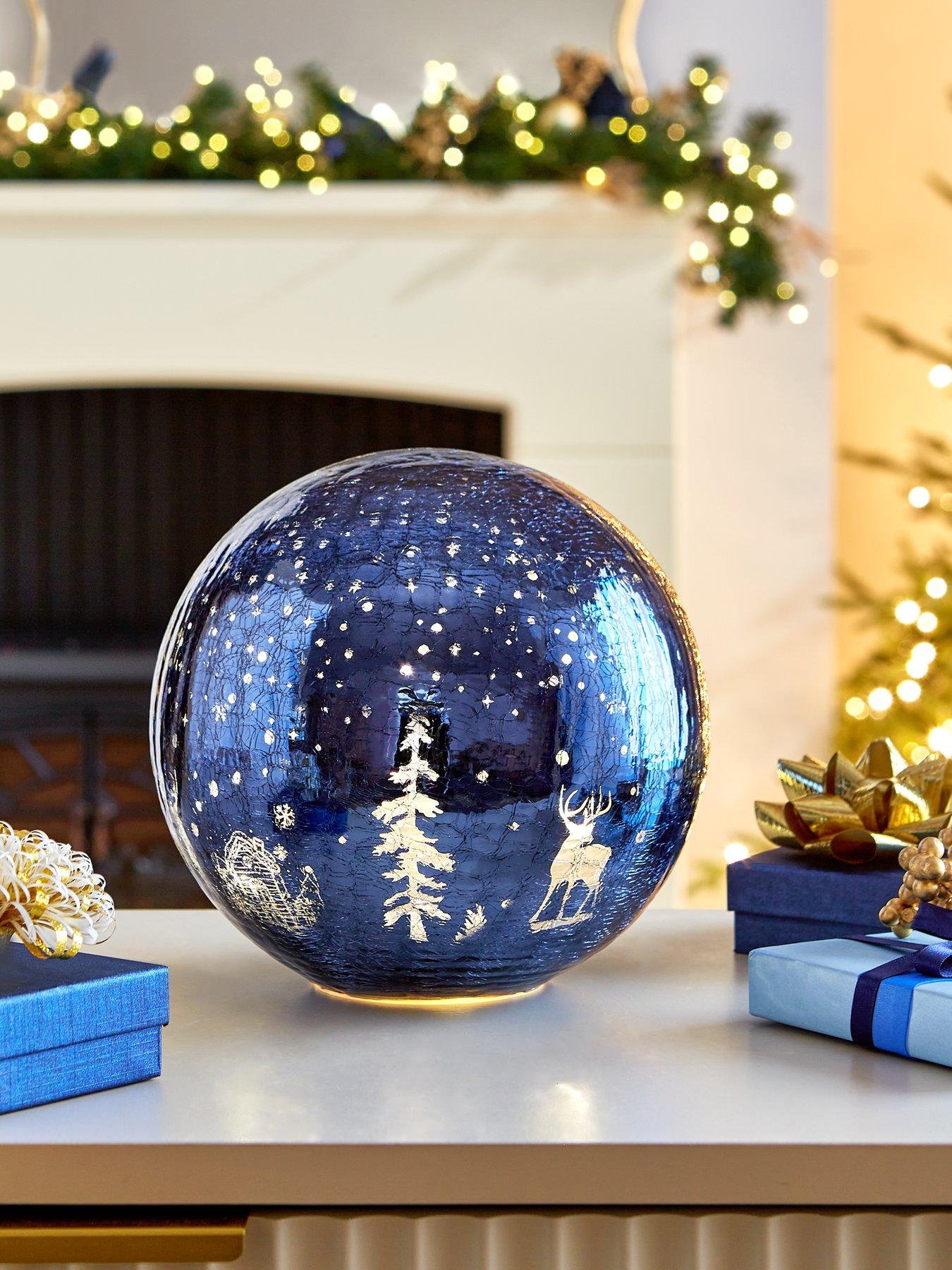 undefined 20 cm Blue Crackle Ball Light Christmas Decoration