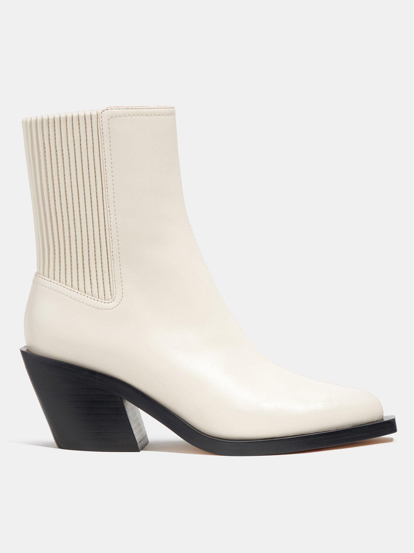 Prestyn Leather Booties White