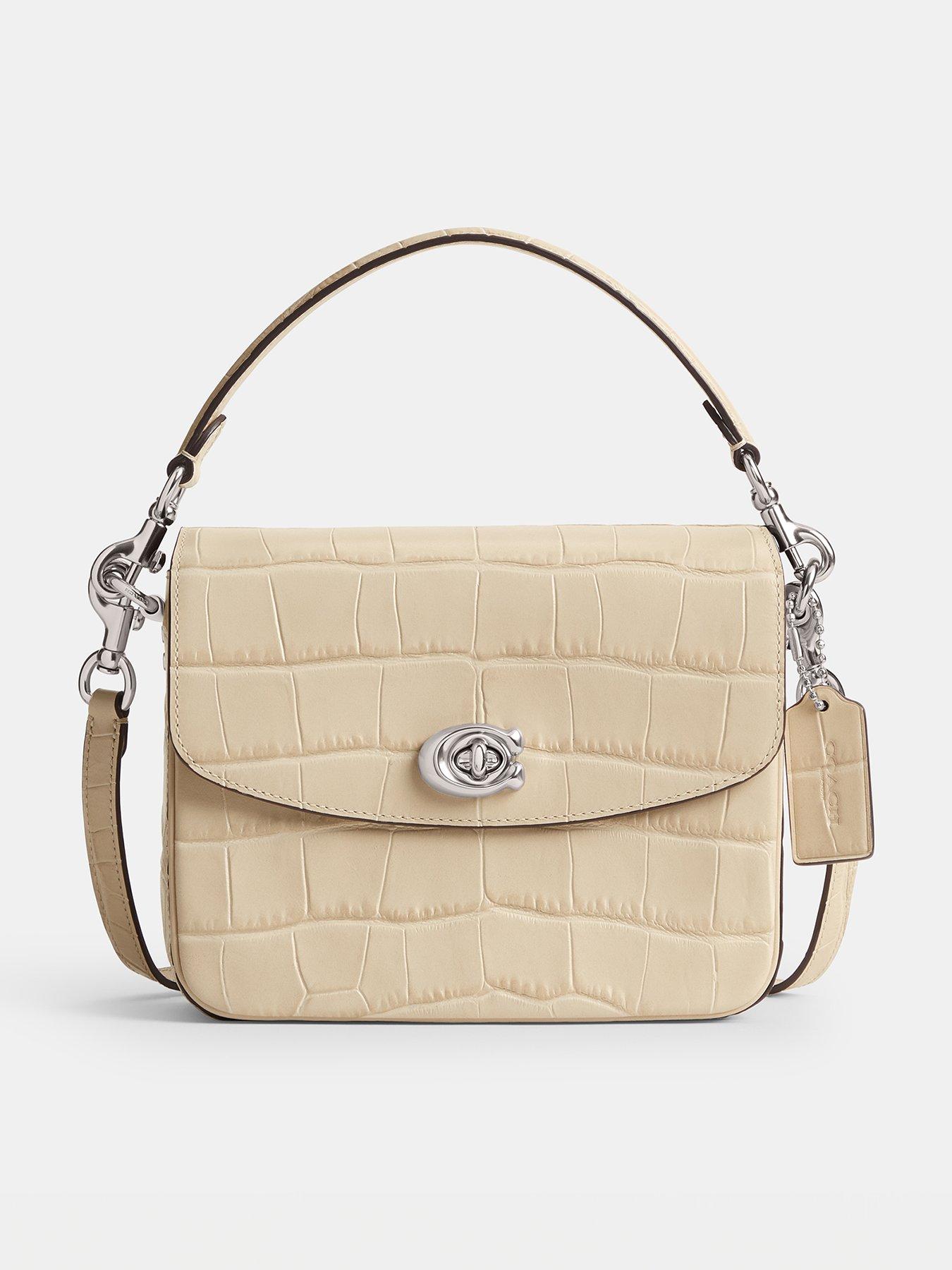 Cassie 19 Croc Embossed Leather Crossbody Bag Ivory