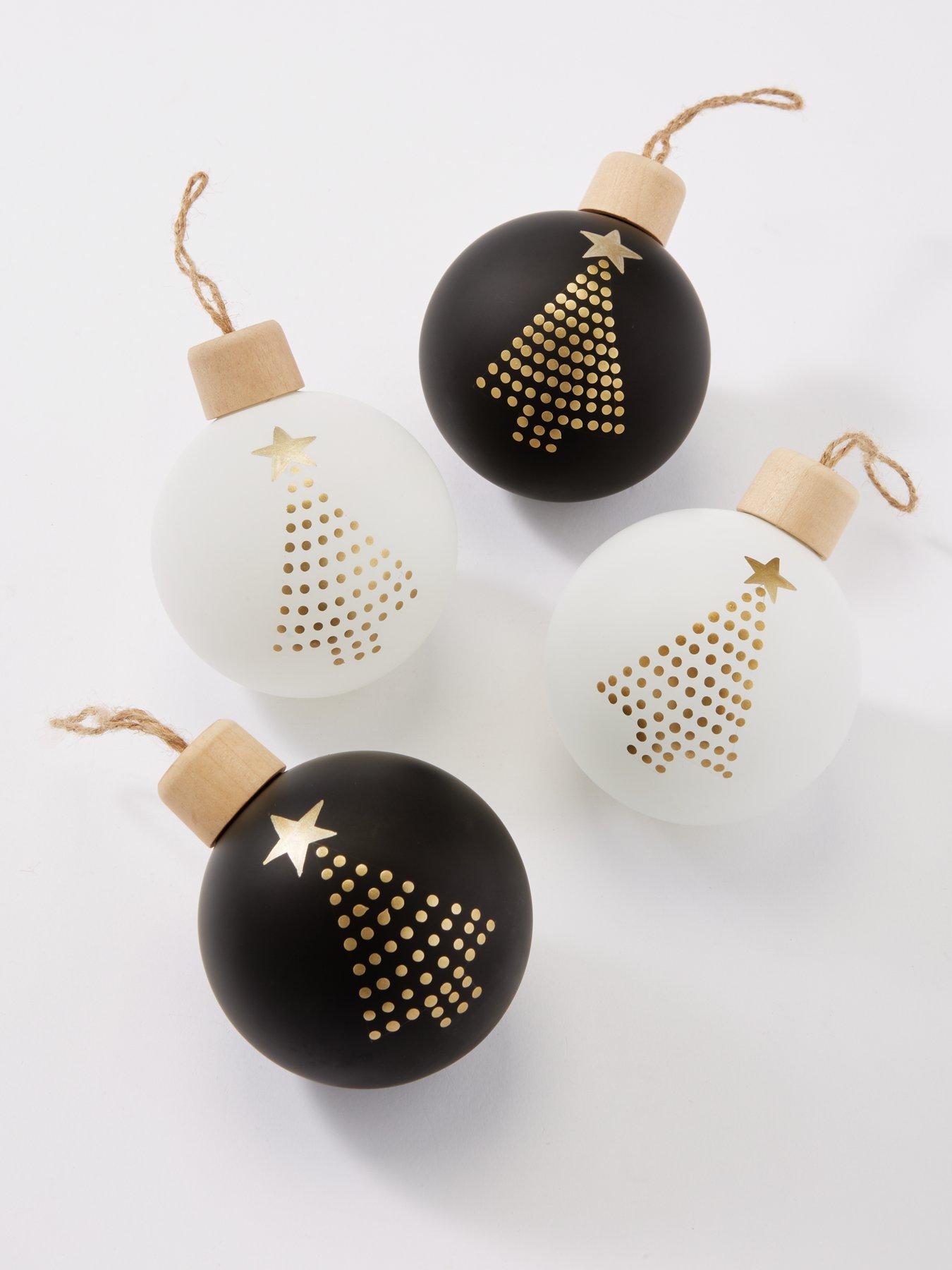 very-home-set-of-4-woodglass-noel-hanging-christmas-tree-decorations-ndash-blackwhitestillFront