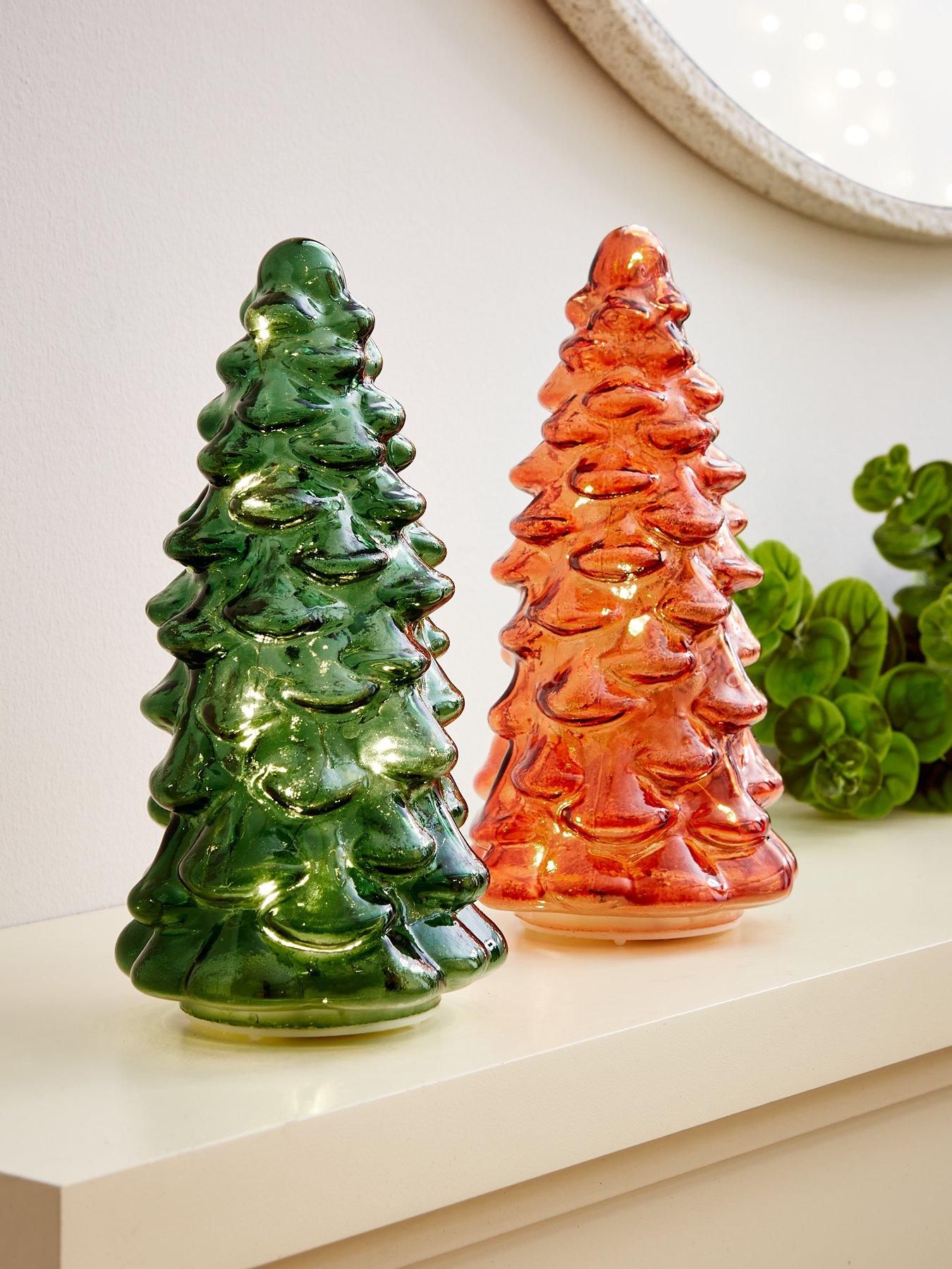 very-home-set-ofnbsp2-glass-christmasnbsptrees-greencopper