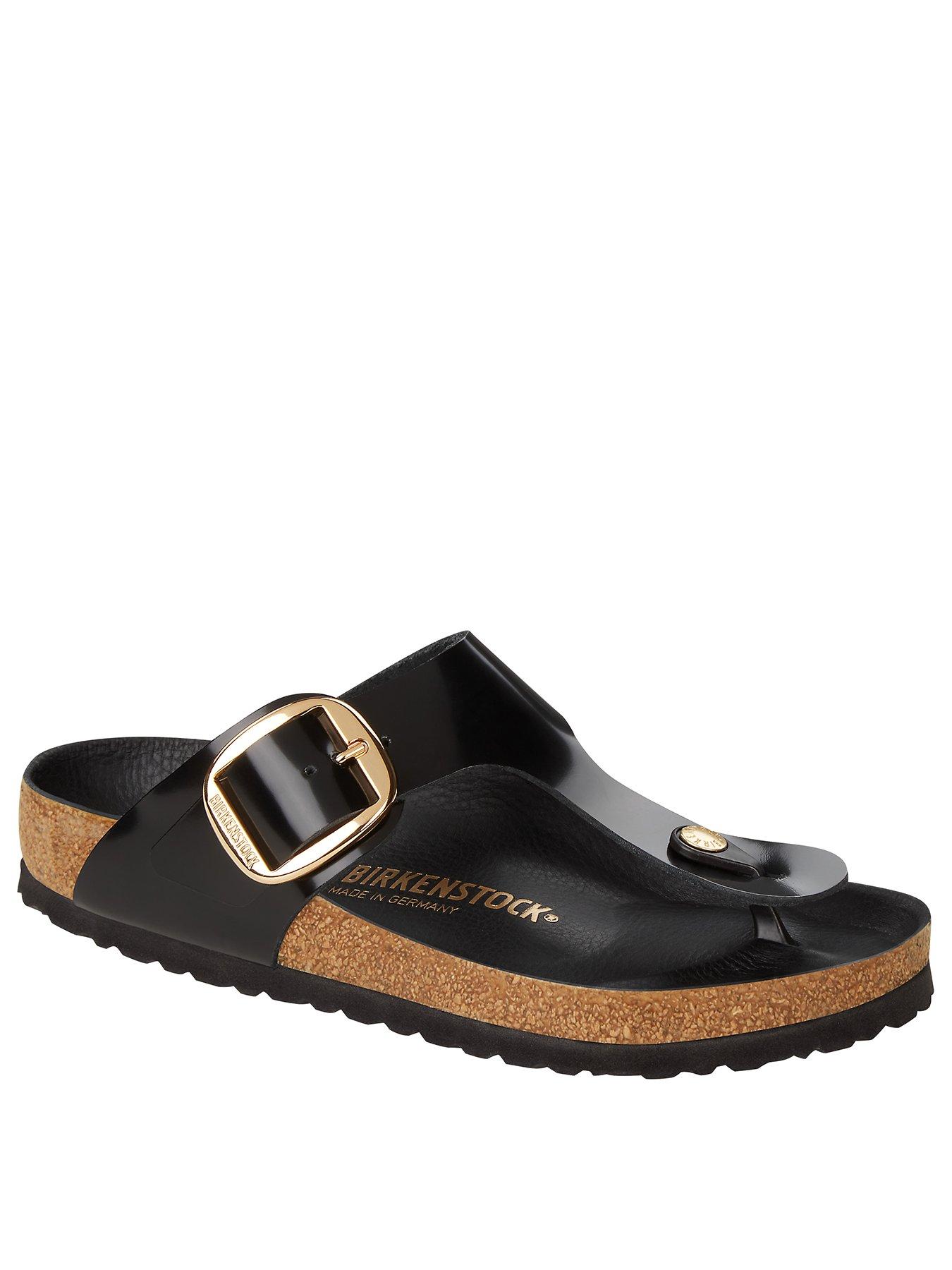 birkenstock-natural-leather-patent-gizeh-big-buckle-sandals-blackstillFront