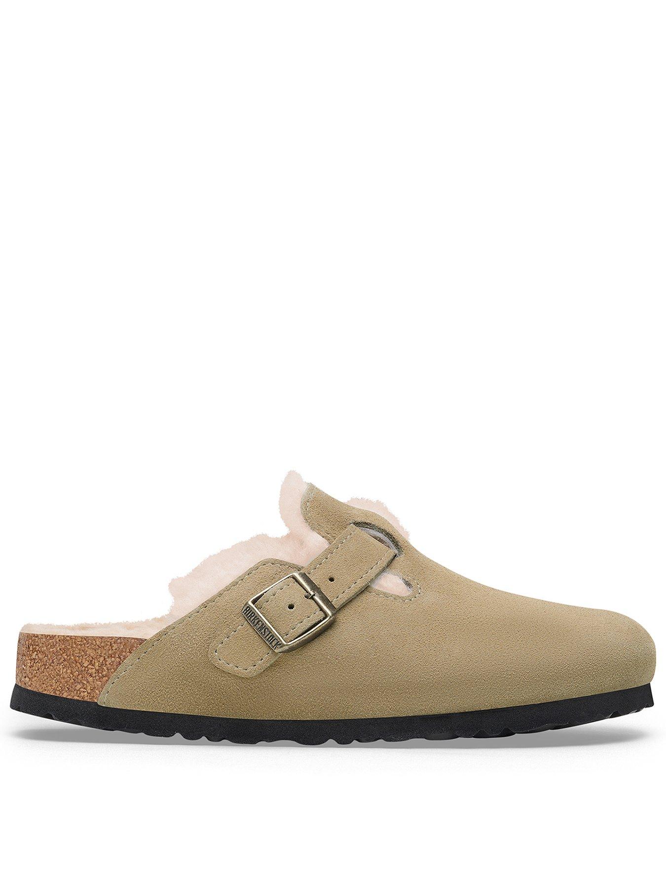 birkenstock-boston-suede-shearling-wider-fit-clogs-taupe-brownfront