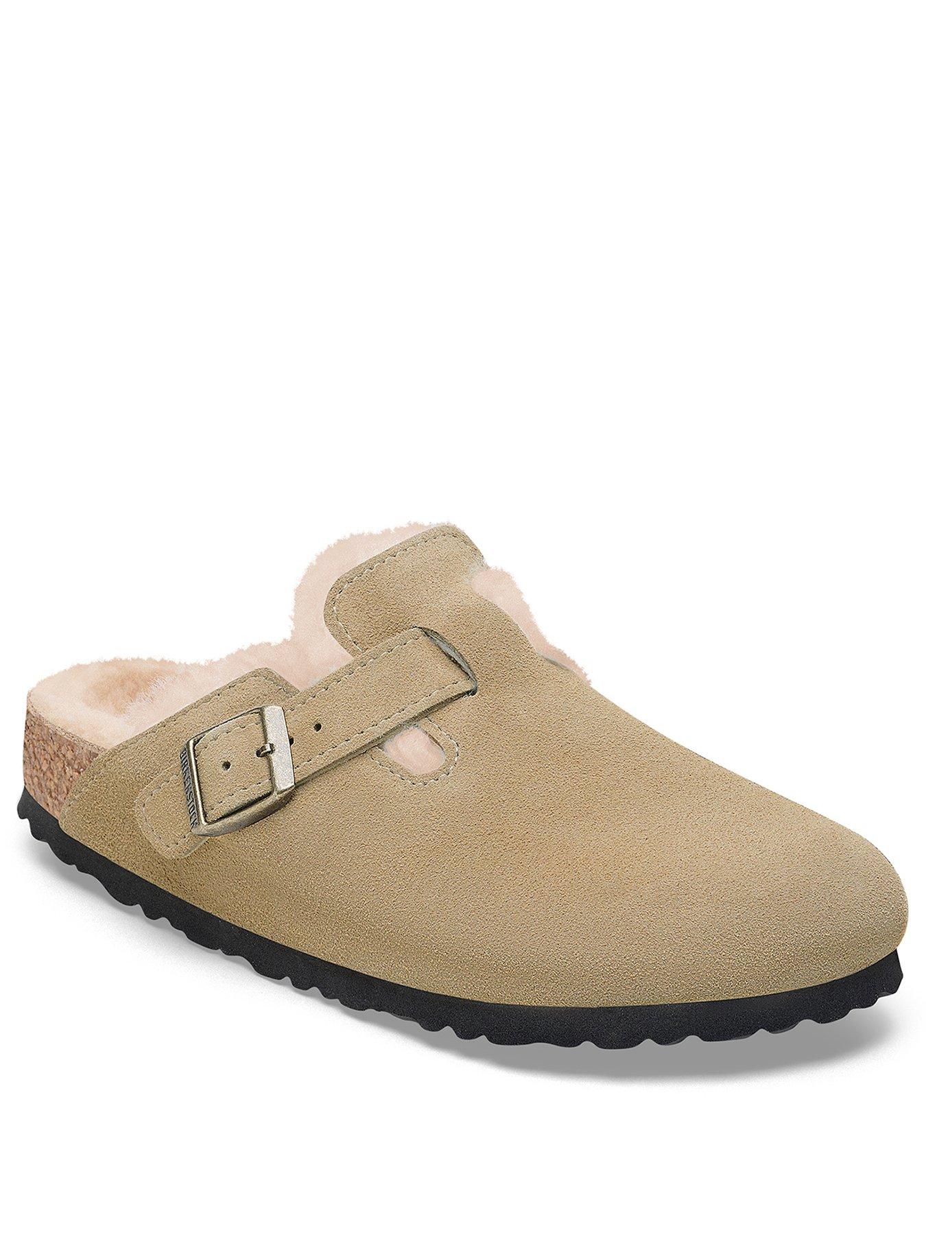 birkenstock-boston-suede-shearling-wider-fit-clogs-taupe-brownstillFront