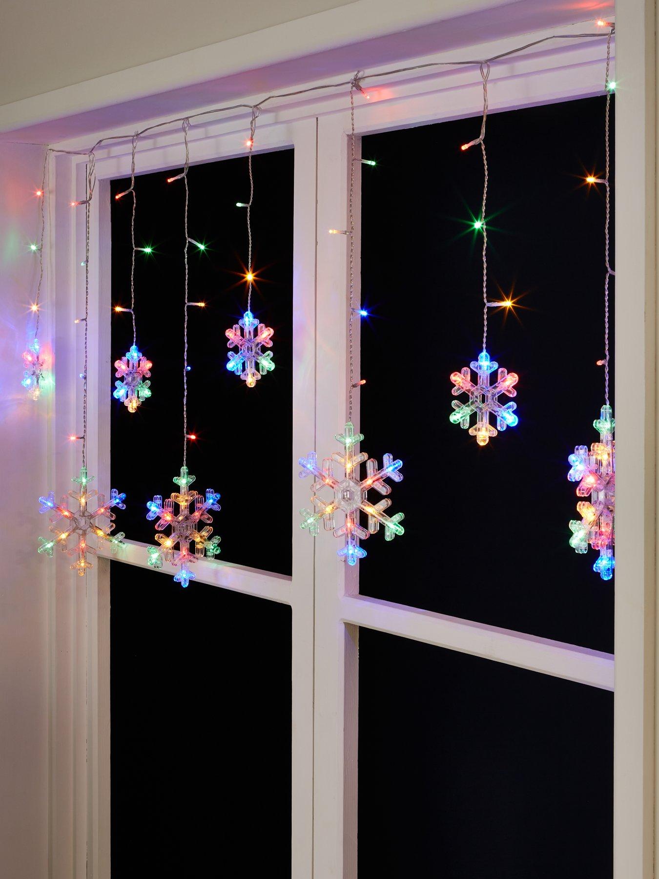 Very Home 130 LED Snowflake Curtain Christmas Light - Multi Colour with Multi Function