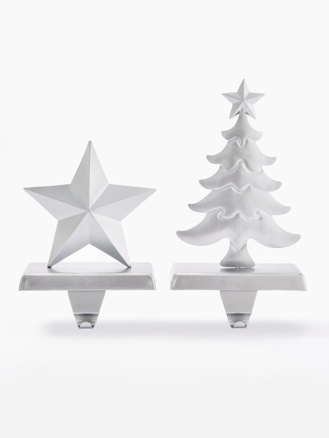 very-home-2-pack-matt-silver-christmasnbspstocking-hangers-star-and-treestillFront