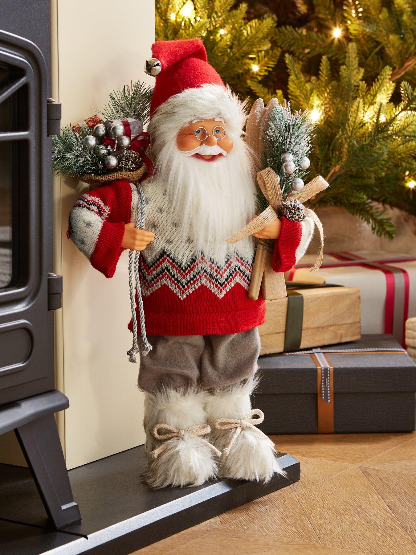 Very Home 40 cm Standing Santa with Skis Christmas Decoration