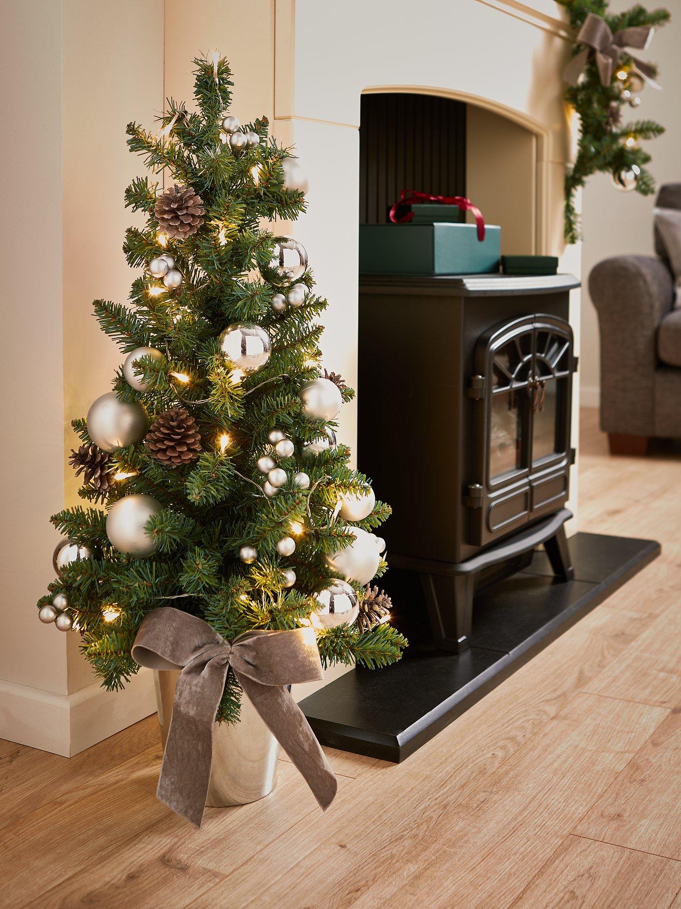 Image 1 of 4 of The Very Collection 92cm Silver Bow Pre-Lit Christmas Tree