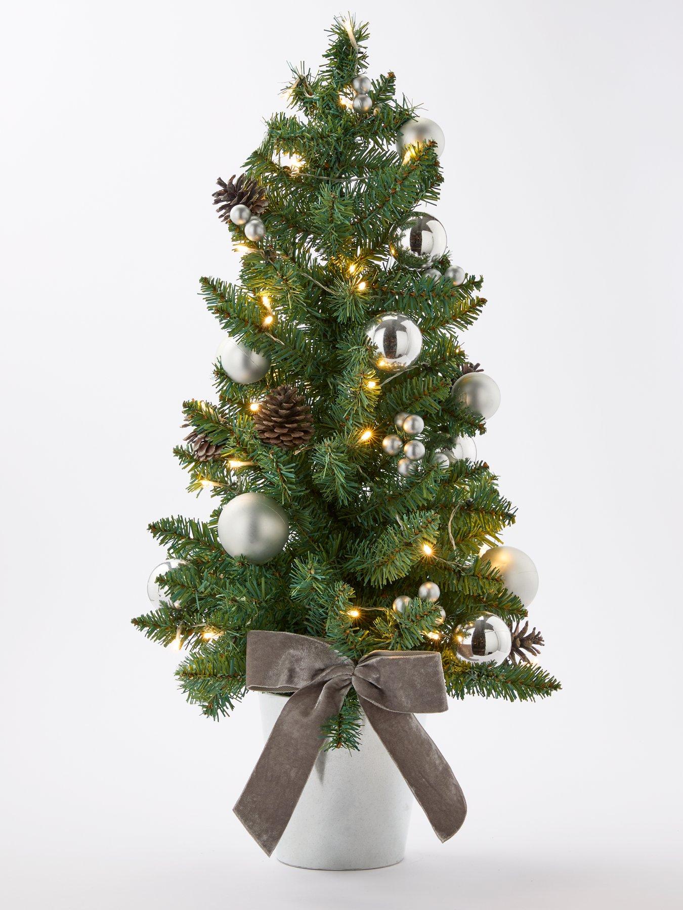 Image 2 of 4 of The Very Collection 92cm Silver Bow Pre-Lit Christmas Tree