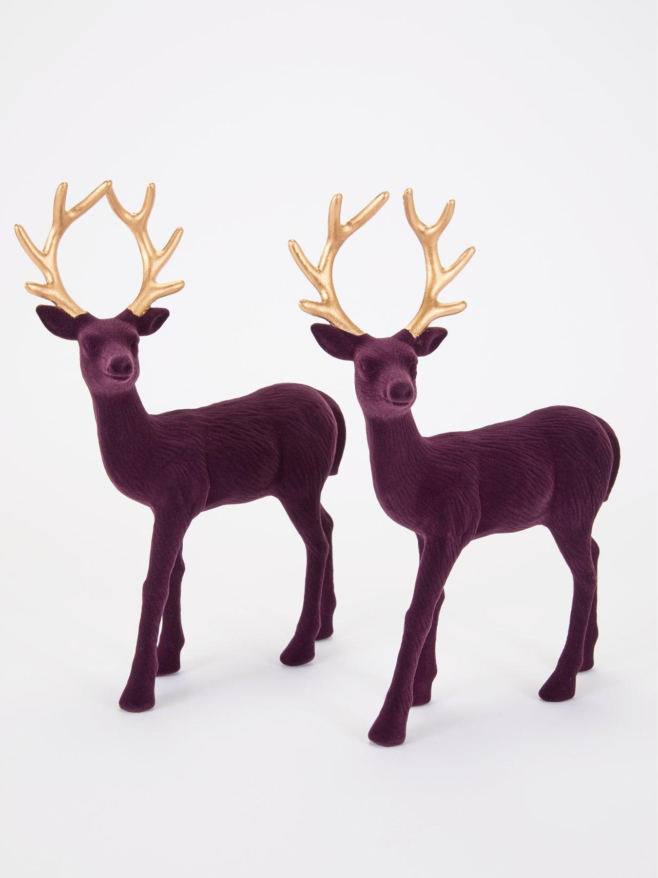 very-home-set-2-flocked-stag-christmas-decorationsstillFront