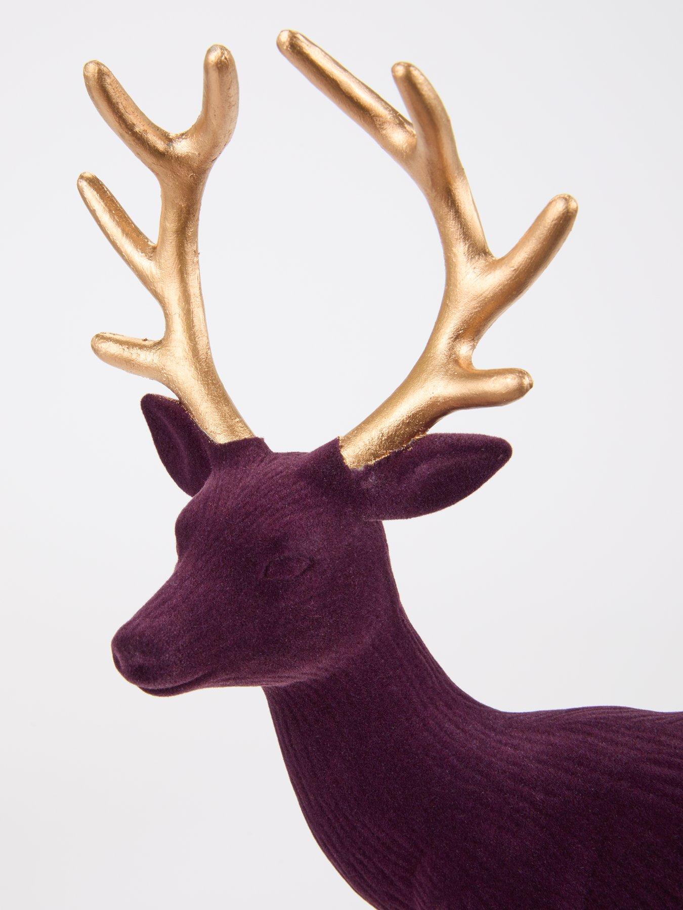 very-home-set-2-flocked-stag-christmas-decorationsback