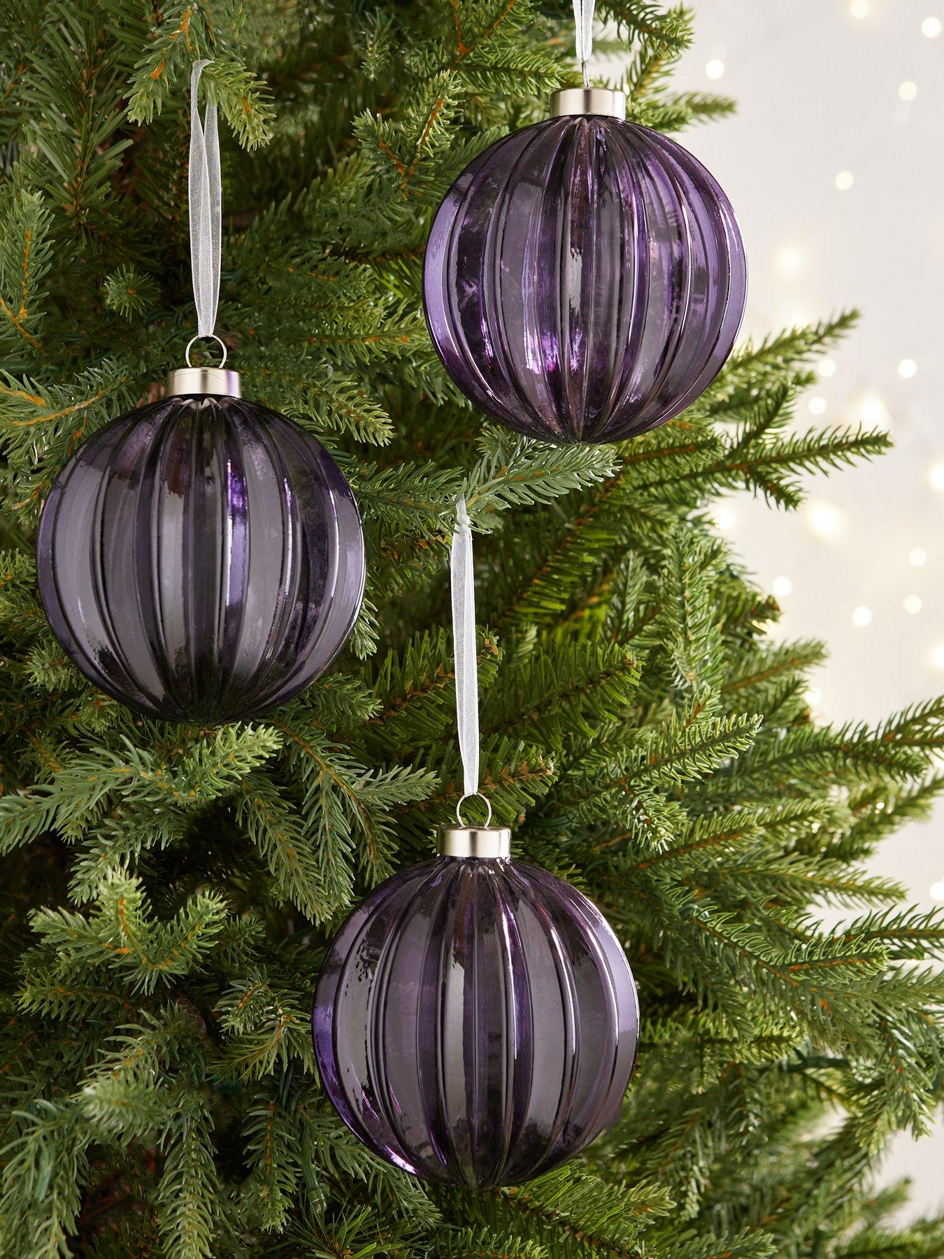 very-home-set-of-3-purple-large-ribbed-glass-christmas-tree-baubles