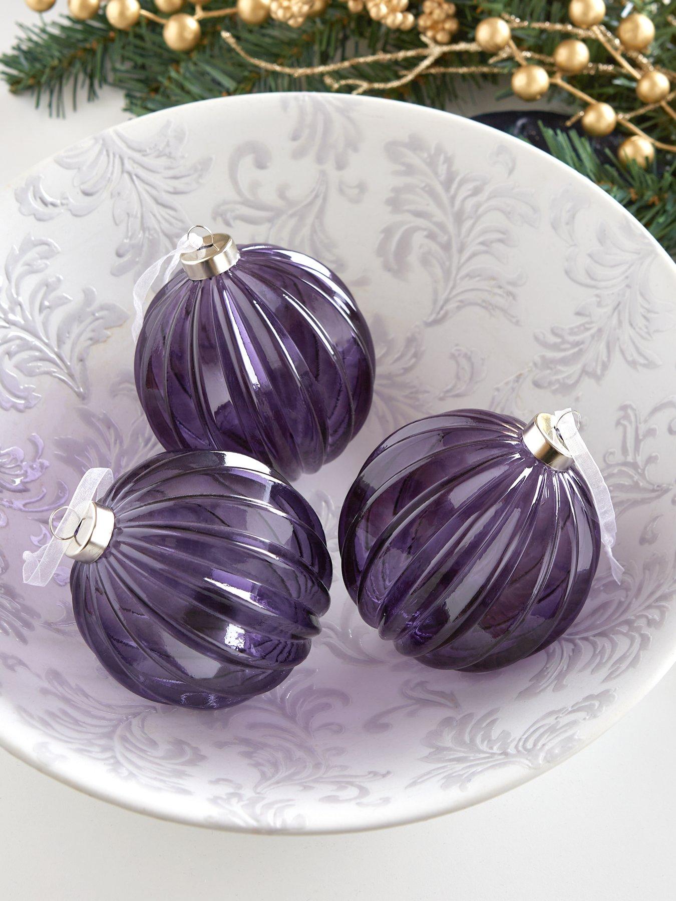 very-home-set-of-3-purple-large-ribbed-glass-christmas-tree-baublesback