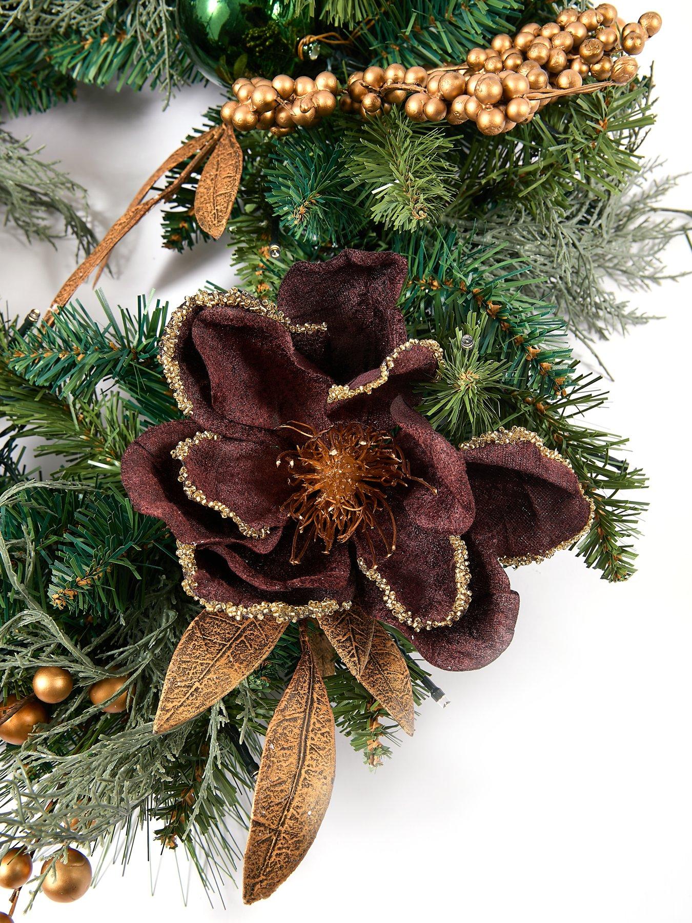 very-home-gingerbread-pre-lit-christmas-wreathdetail