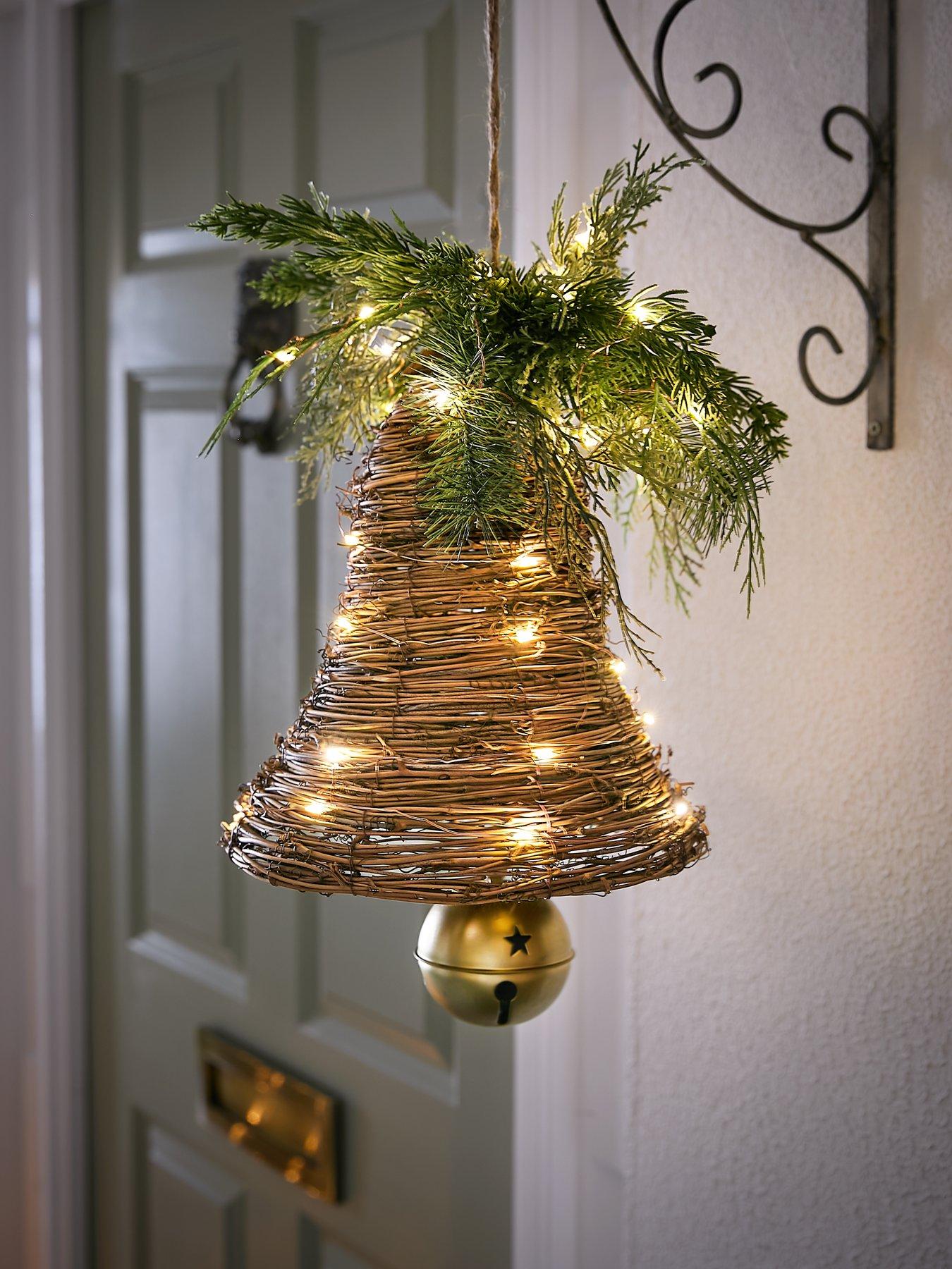 very-home-rattan-pre-lit-bell-with-foliage-christmas-decoration