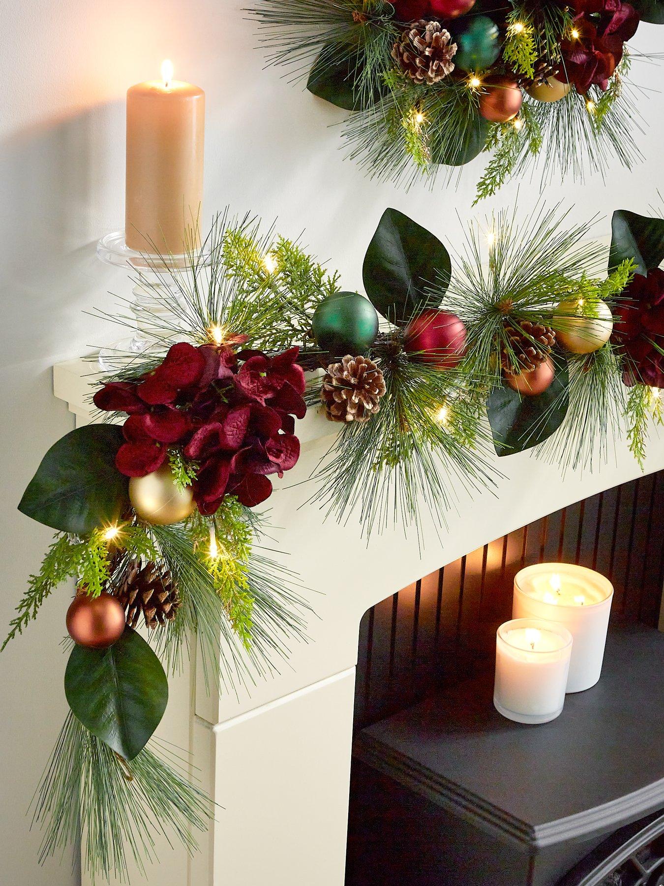 very-home-red-hydrangea-pre-lit-christmas-garlandfront