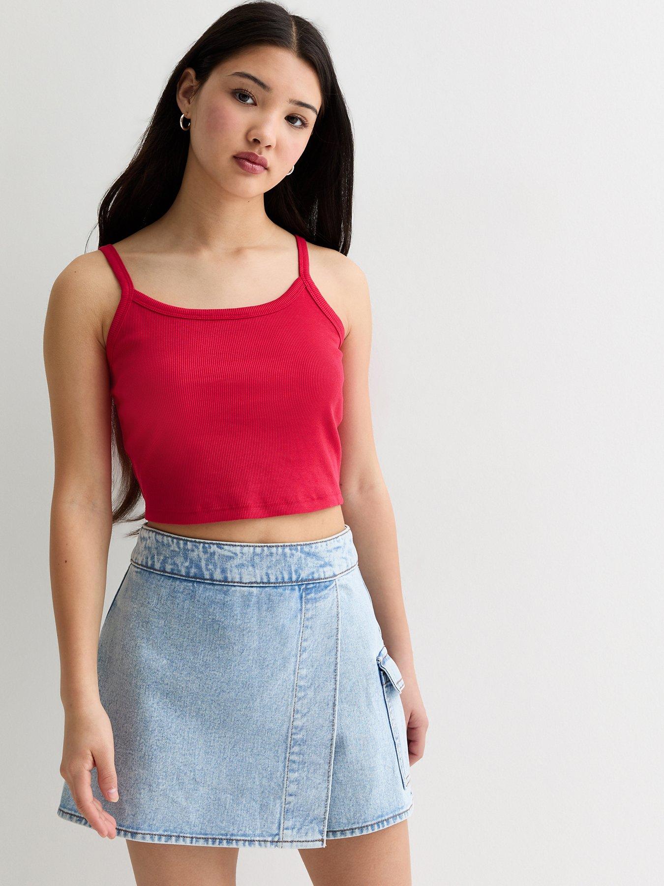 new-look-915-girls-red-ribbed-crop-cami