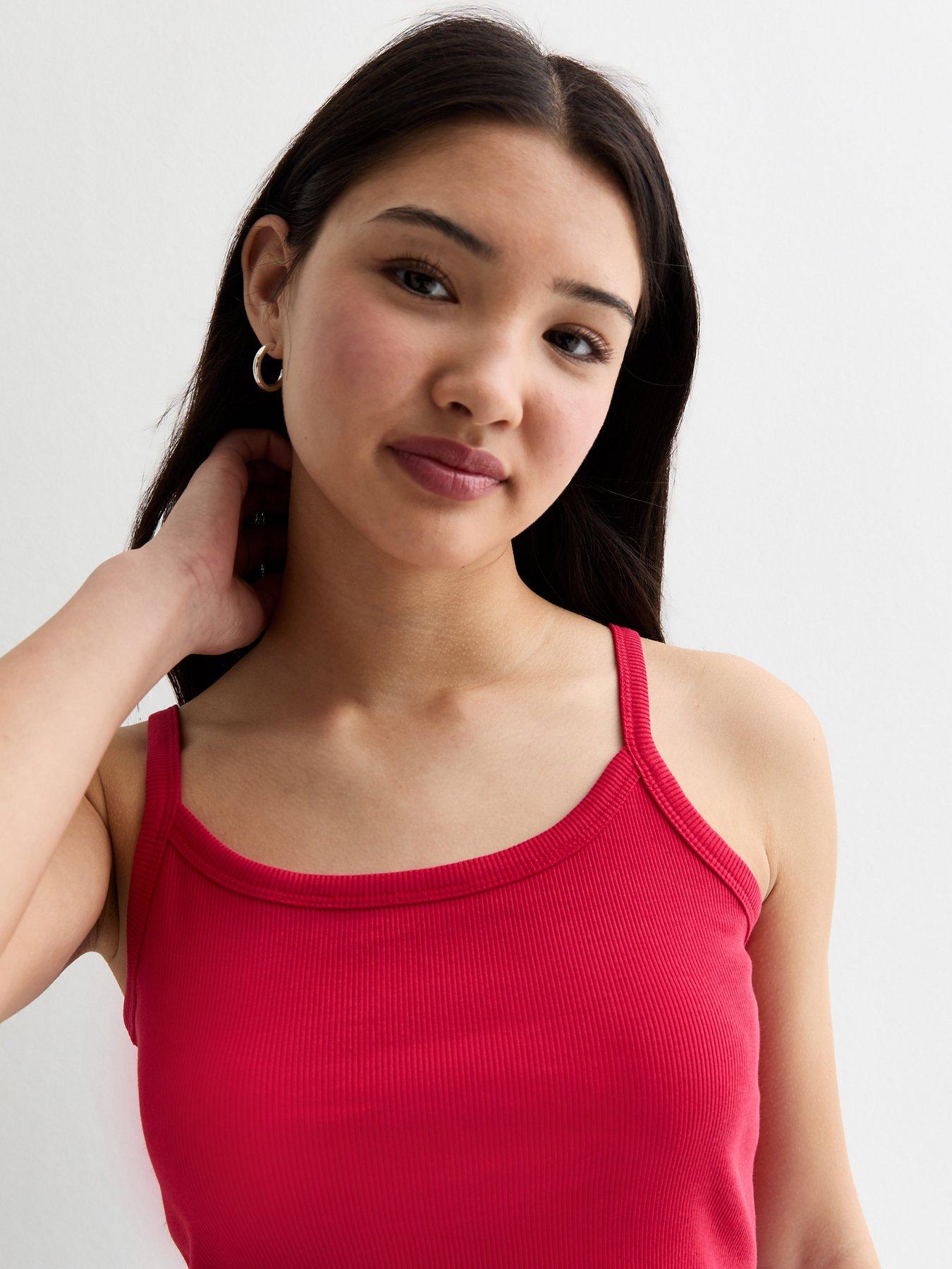 Image 4 of 4 of New Look 915 Girls Ribbed Crop Cami Top - Red